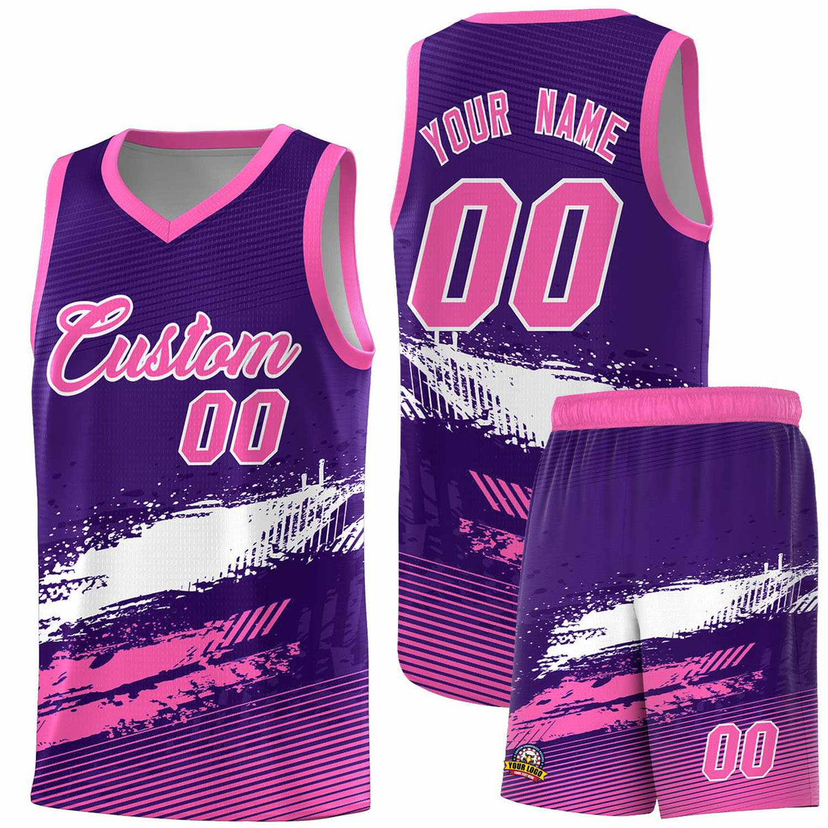 Custom Purple White and Pink Graffiti Pattern Sports Uniform Basketball Jersey|KXKSHOP