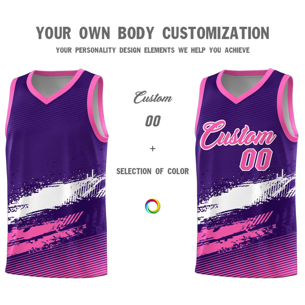 Custom Purple White and Pink Graffiti Pattern Sports Uniform Basketball Jersey|KXKSHOP