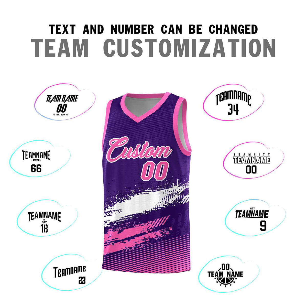 Custom Purple White and Pink Graffiti Pattern Sports Uniform Basketball Jersey|KXKSHOP