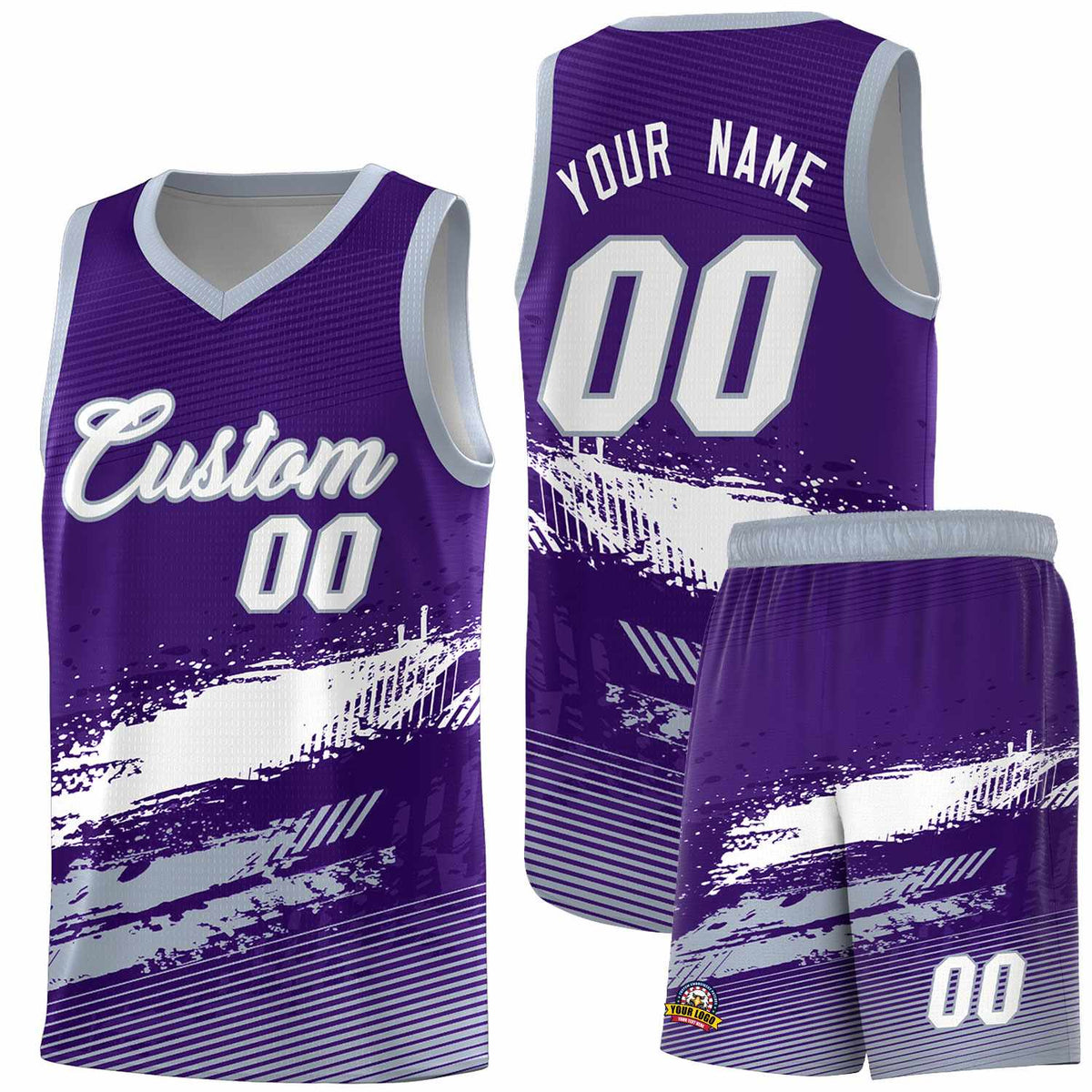 Custom Purple White and Gray Graffiti Pattern Sports Uniform Basketball Jersey|KXKSHOP