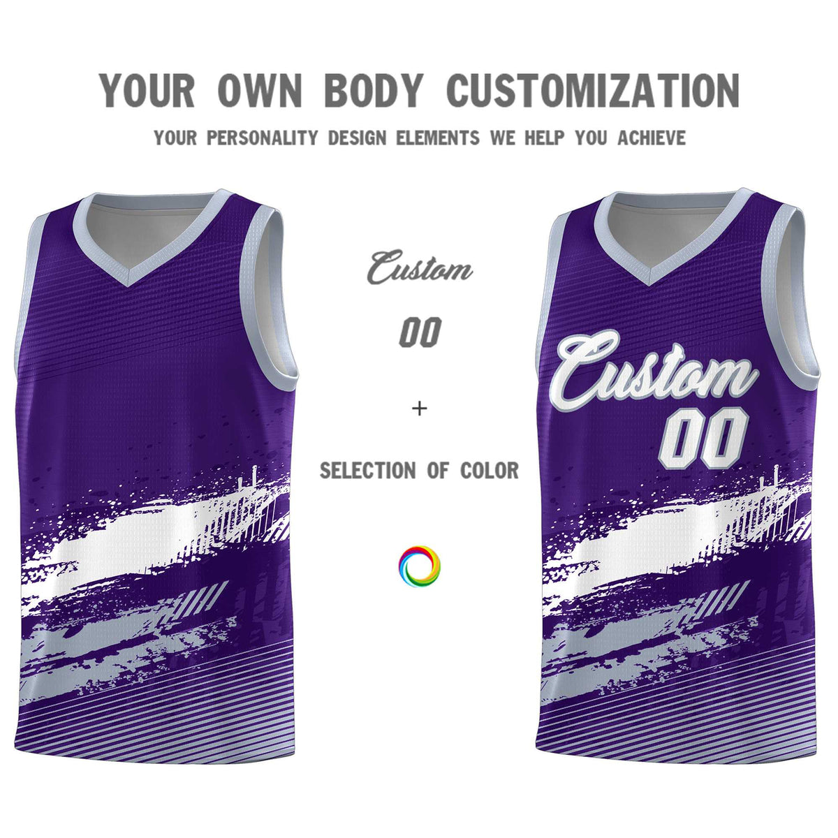 Custom Purple White and Gray Graffiti Pattern Sports Uniform Basketball Jersey|KXKSHOP