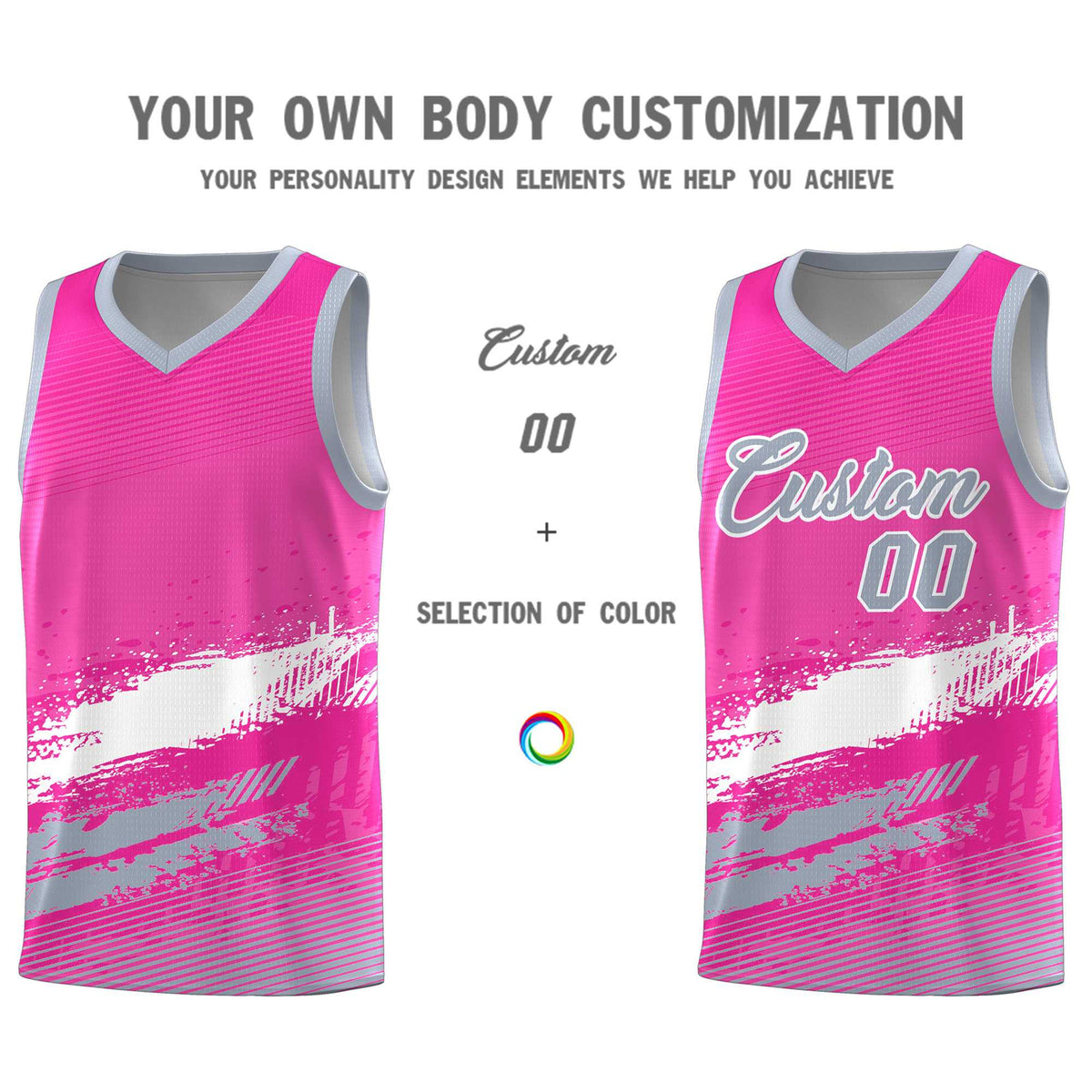 Custom Pink White and Gray Graffiti Pattern Sports Uniform Basketball Jersey|KXKSHOP