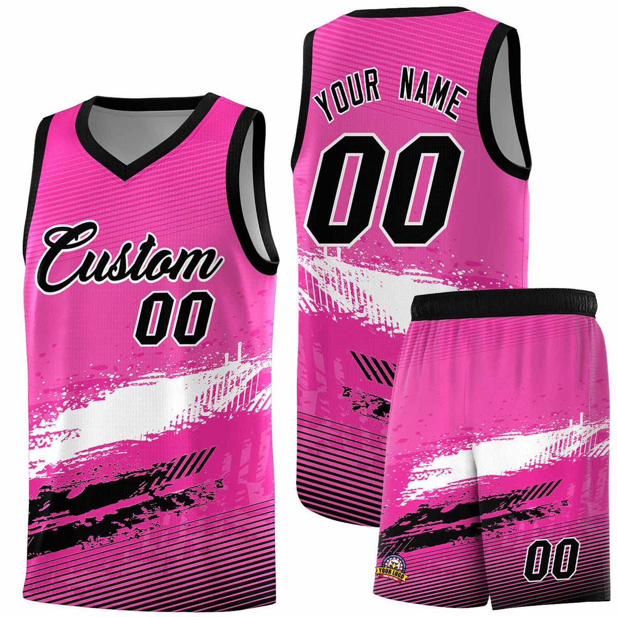Custom Pink White and Black Graffiti Pattern Sports Uniform Basketball Jersey|KXKSHOP