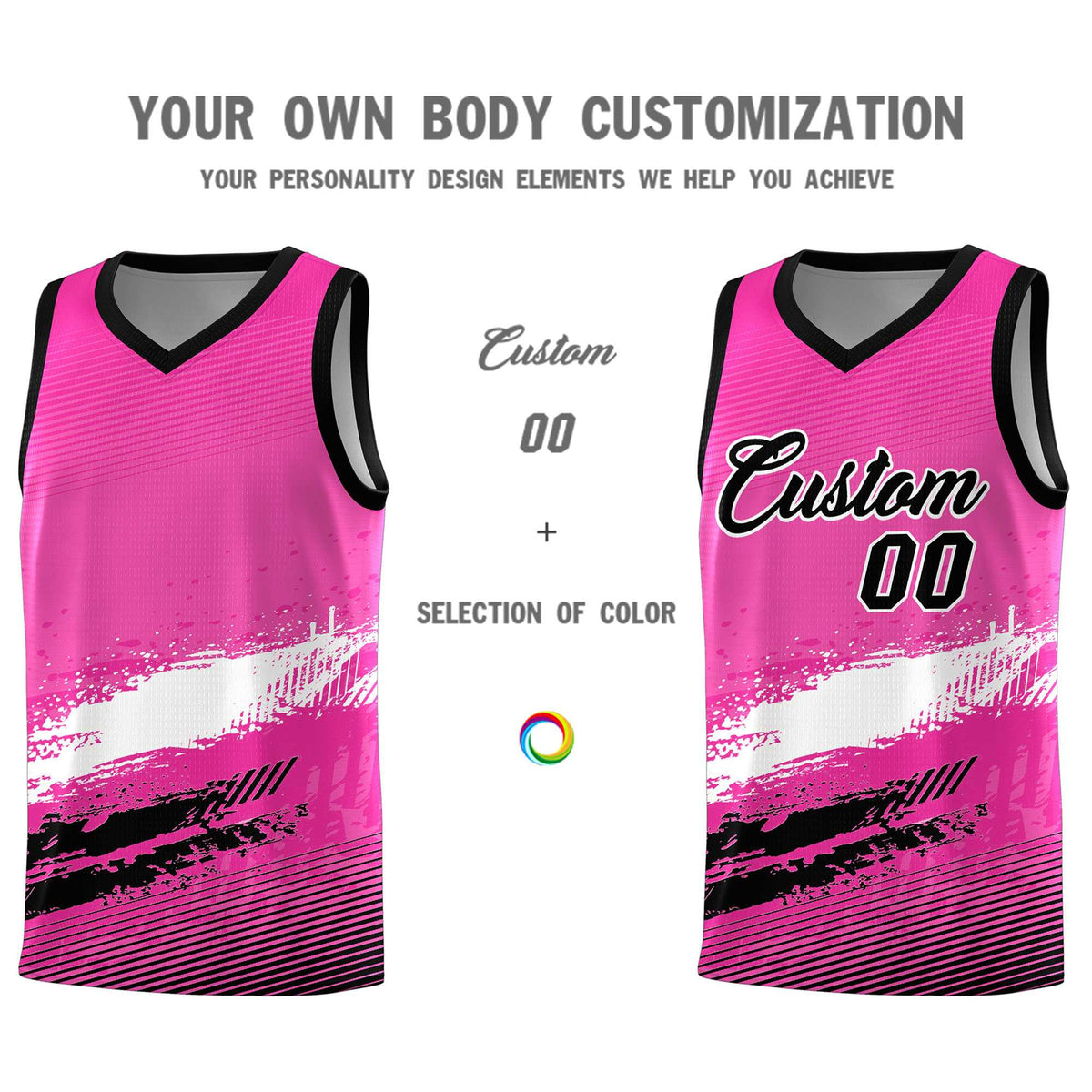 Custom Pink White and Black Graffiti Pattern Sports Uniform Basketball Jersey|KXKSHOP