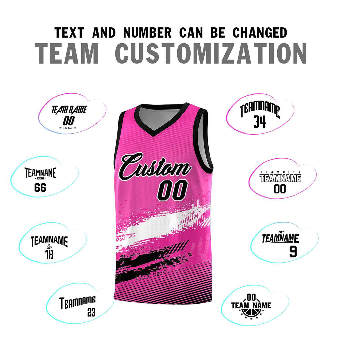 Custom Pink White and Black Graffiti Pattern Sports Uniform Basketball Jersey|KXKSHOP