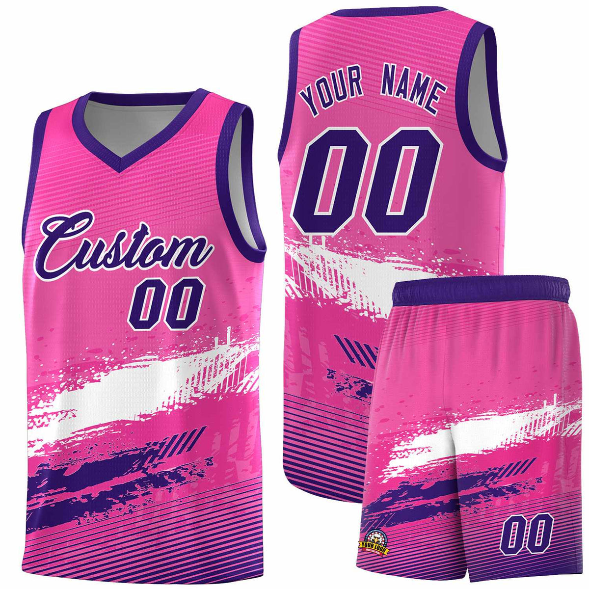 Custom Pink White and Purple Graffiti Pattern Sports Uniform Basketball Jersey|KXKSHOP