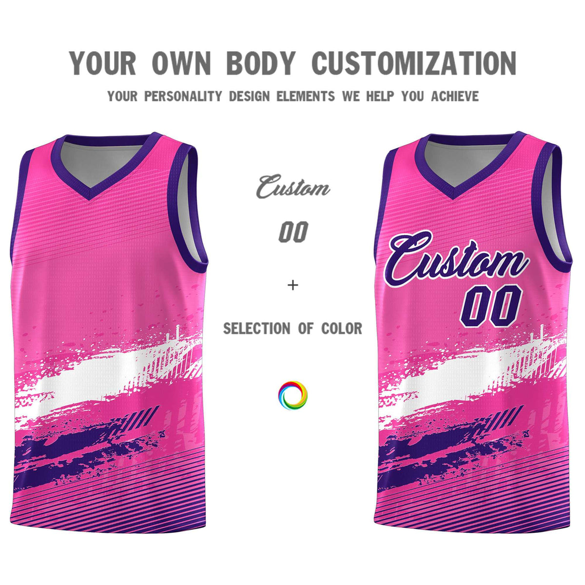 Custom Pink White and Purple Graffiti Pattern Sports Uniform Basketball Jersey|KXKSHOP