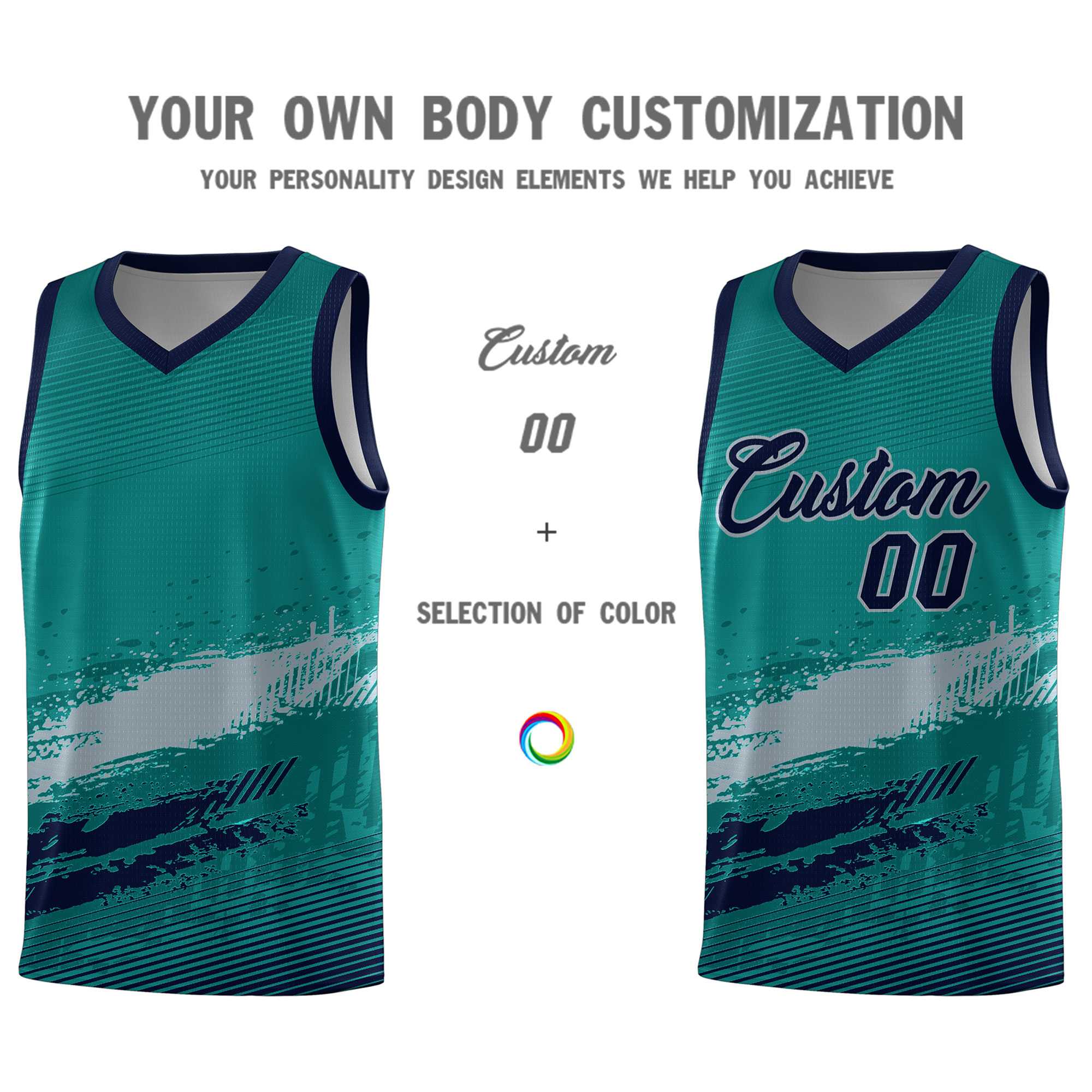 Custom Aqua Gray and Navy Graffiti Pattern Sports Uniform Basketball Jersey|KXKSHOP