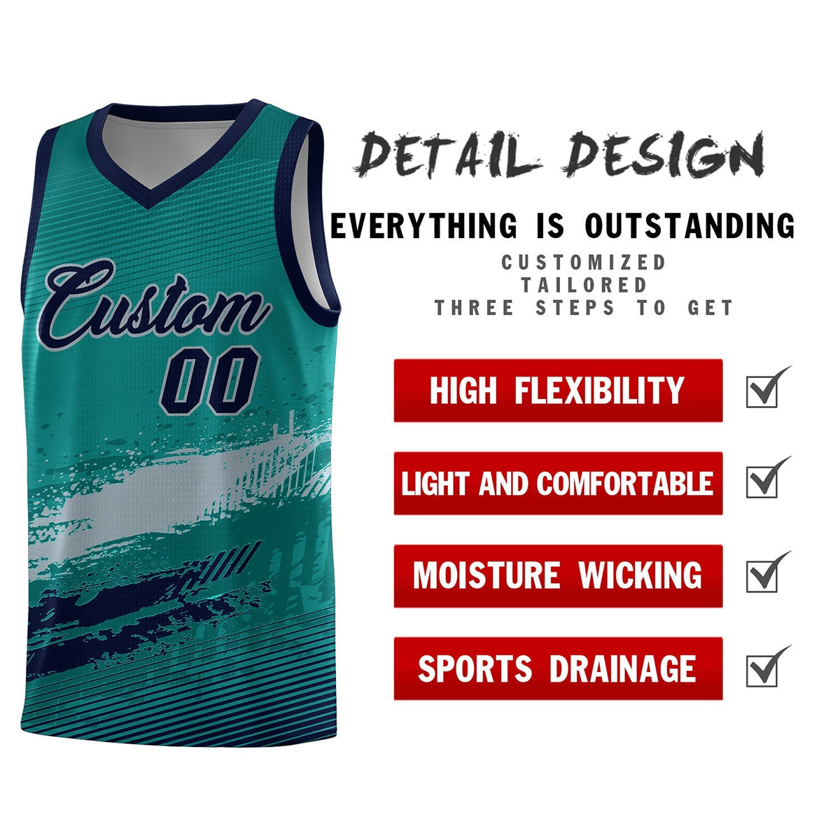 Custom Aqua Gray and Navy Graffiti Pattern Sports Uniform Basketball Jersey|KXKSHOP