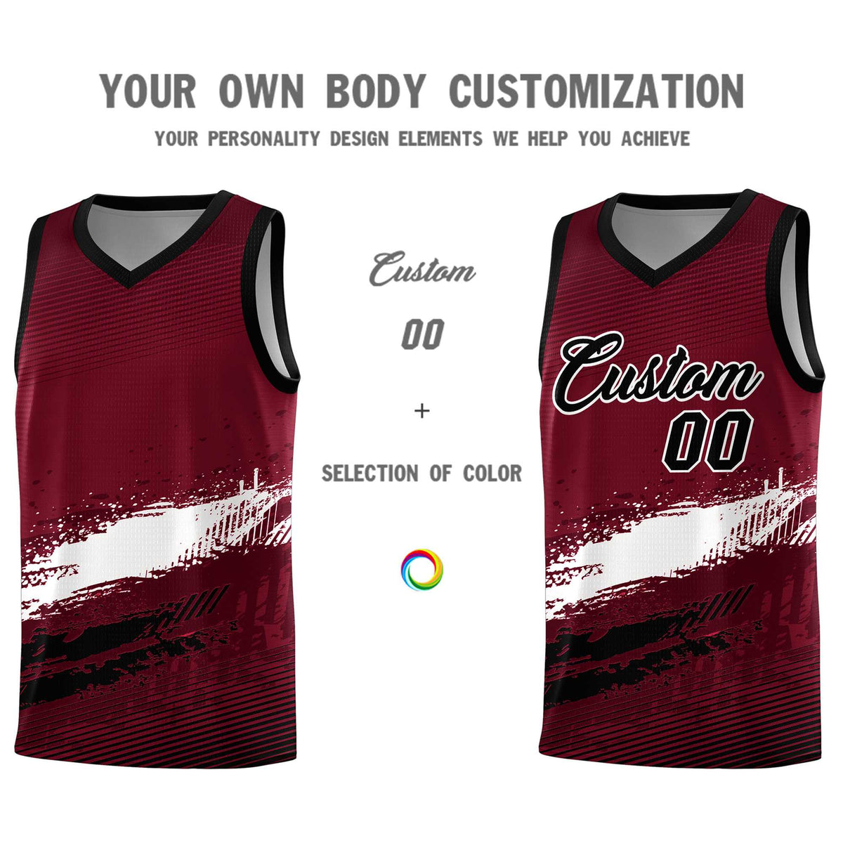 Custom Crimson White and Black Graffiti Pattern Sports Uniform Basketball Jersey|KXKSHOP