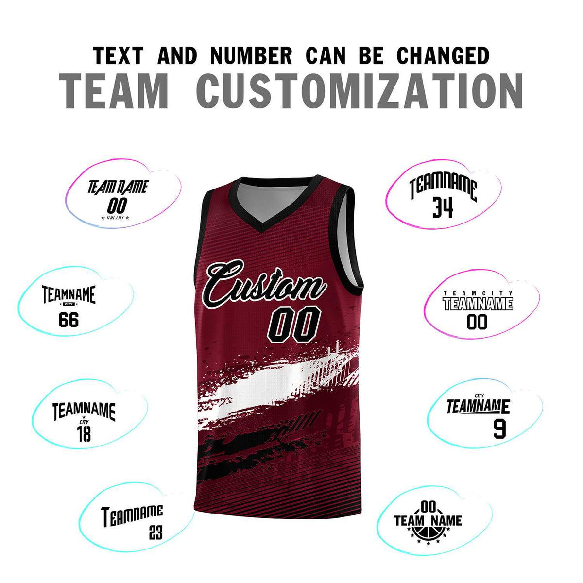 Custom Crimson White and Black Graffiti Pattern Sports Uniform Basketball Jersey|KXKSHOP