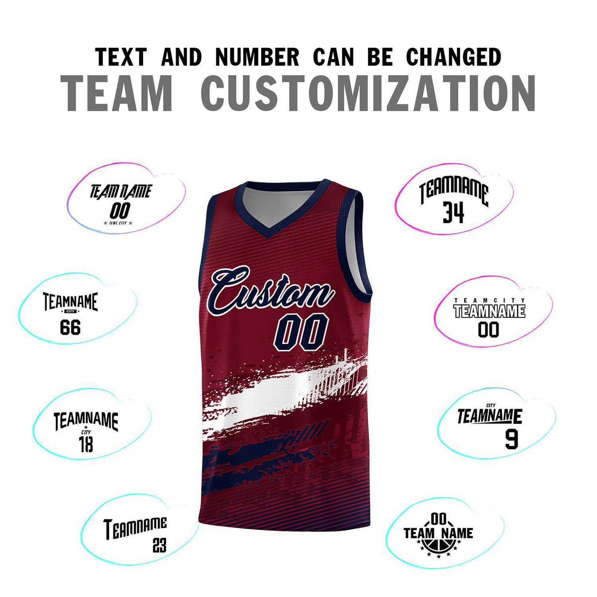 Custom Crimson White and Navy Graffiti Pattern Sports Uniform Basketball Jersey|KXKSHOP
