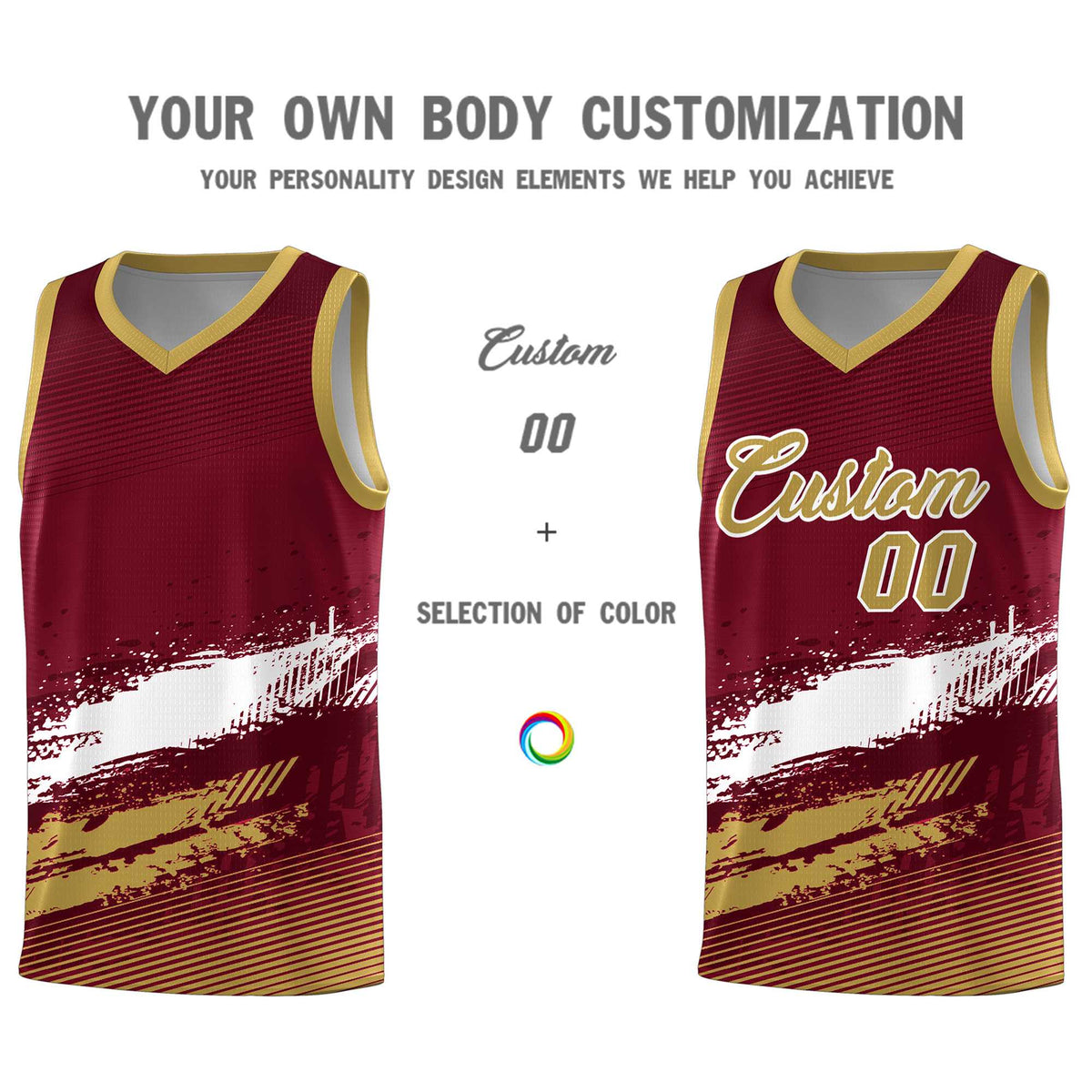 Custom Crimson White and Khaki Graffiti Pattern Sports Uniform Basketball Jersey|KXKSHOP