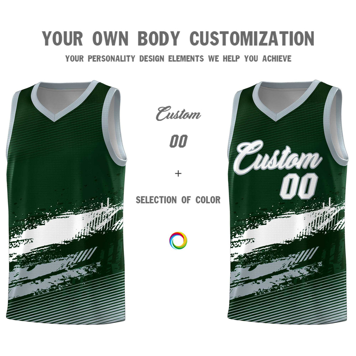 Custom Green White and Gray Graffiti Pattern Sports Uniform Basketball Jersey|KXKSHOP