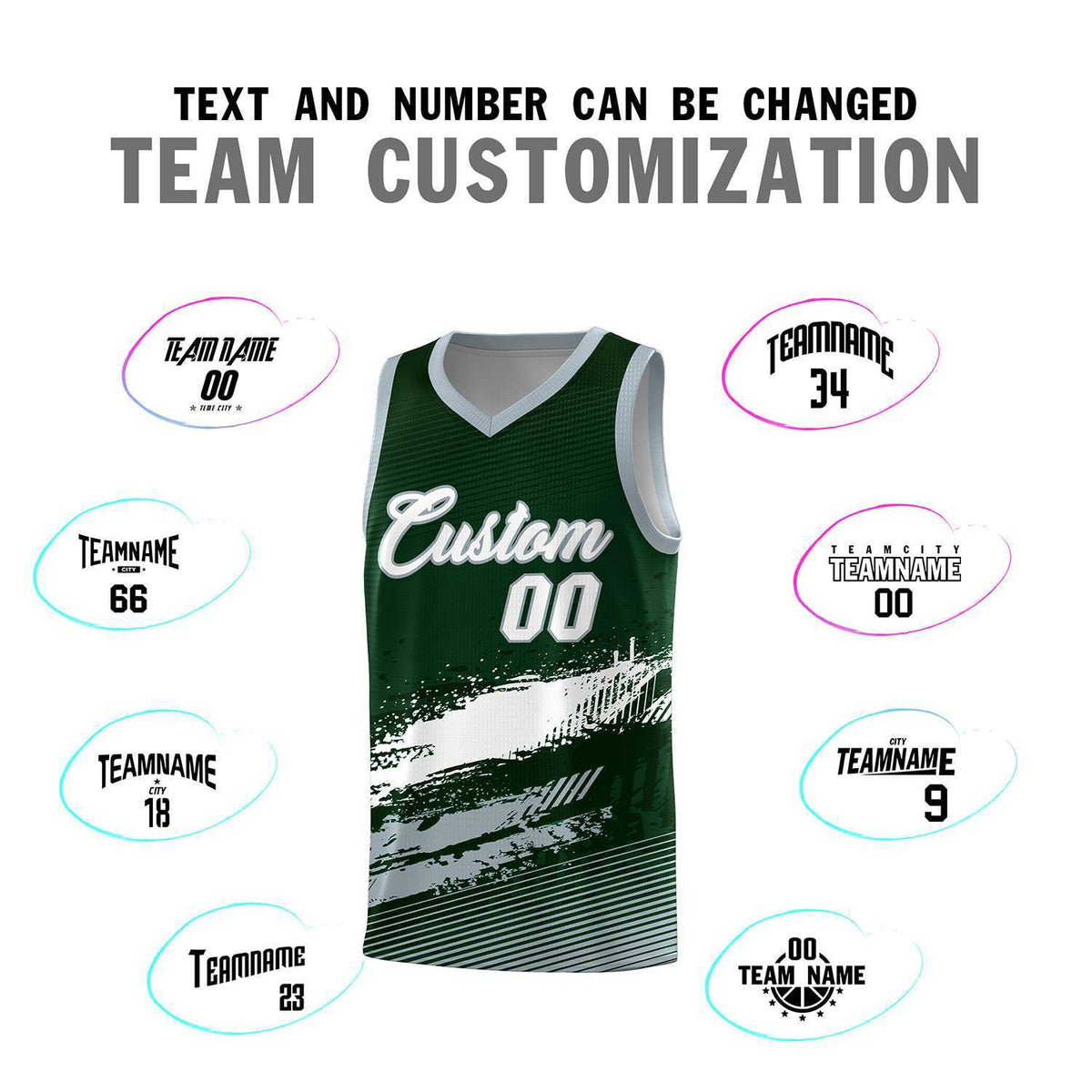 Custom Green White and Gray Graffiti Pattern Sports Uniform Basketball Jersey|KXKSHOP