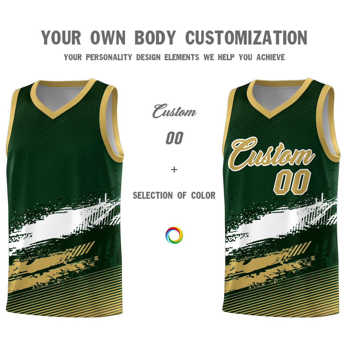 Custom Green White and Khaki Graffiti Pattern Sports Uniform Basketball Jersey|KXKSHOP