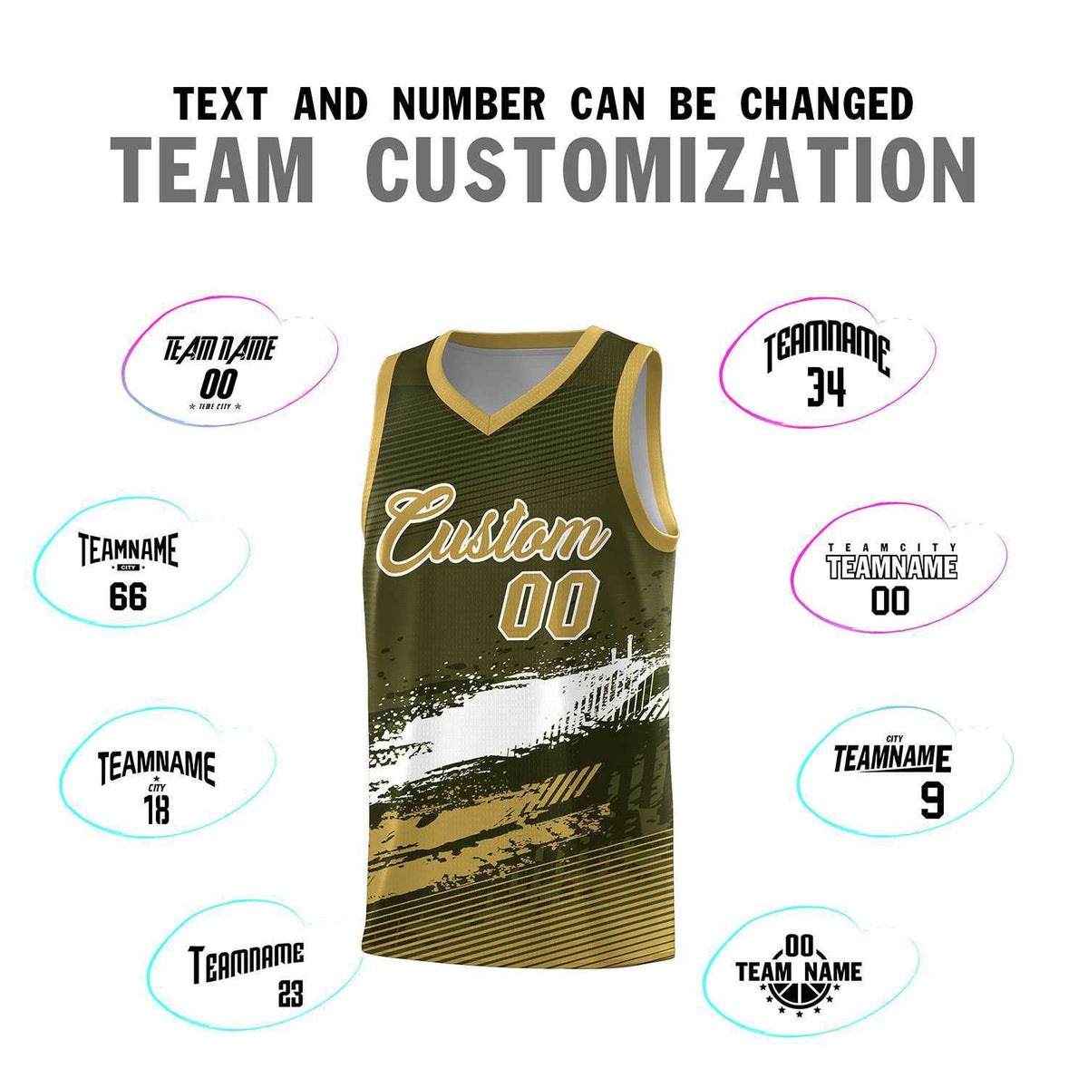 Custom Olive White and Khaki Graffiti Pattern Sports Uniform Basketball Jersey|KXKSHOP