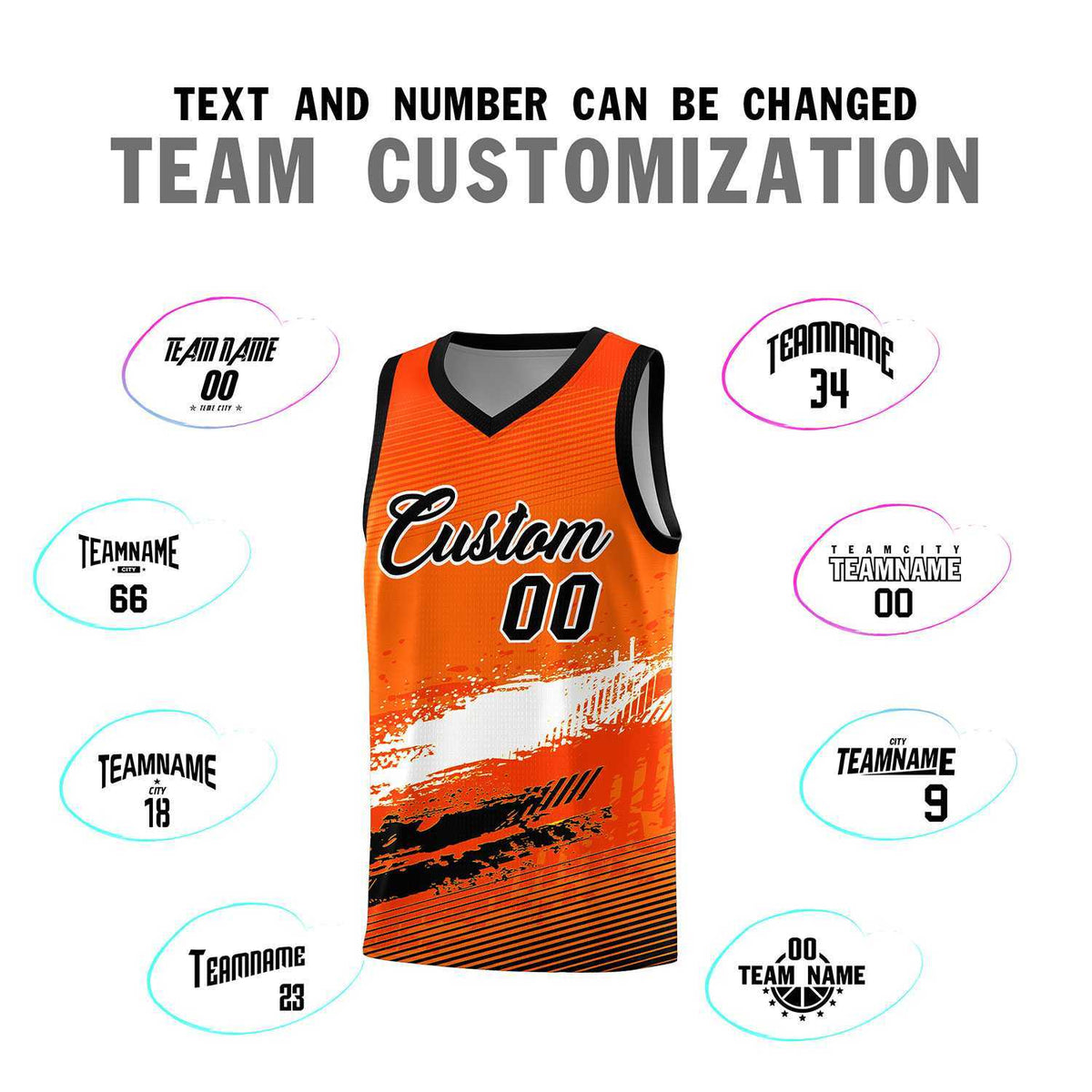 Custom Orange White and Black Graffiti Pattern Sports Uniform Basketball Jersey|KXKSHOP