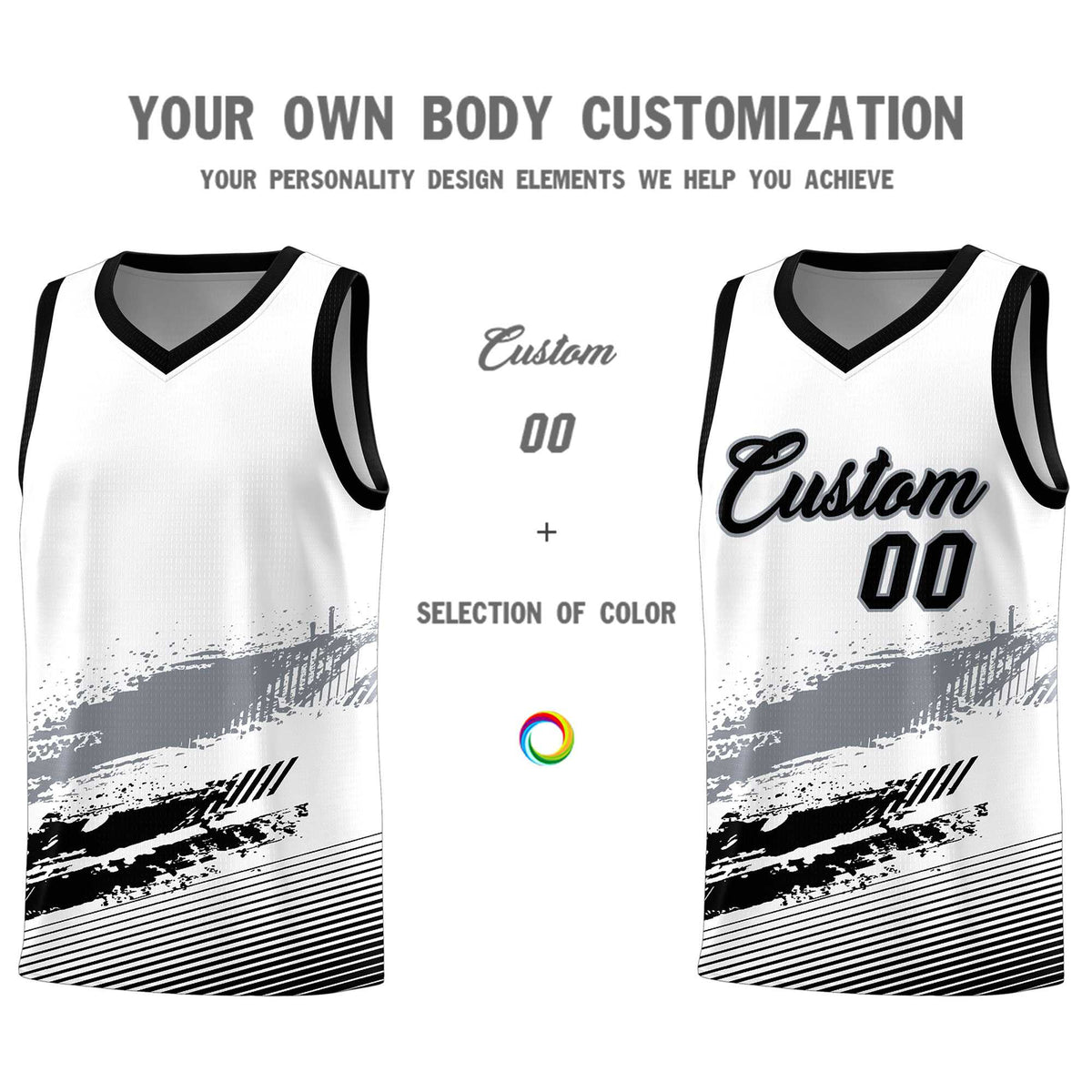 Custom White Gray and Black Graffiti Pattern Sports Uniform Basketball Jersey|KXKSHOP