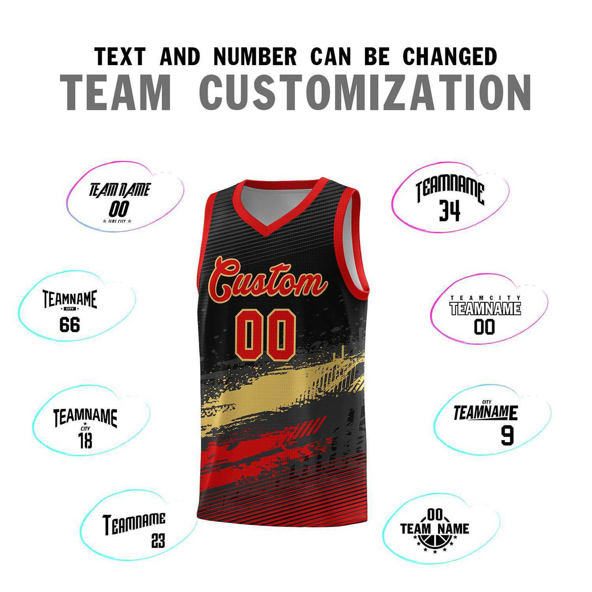 Custom Black Khaki and Red Graffiti Pattern Sports Uniform Basketball Jersey|KXKSHOP