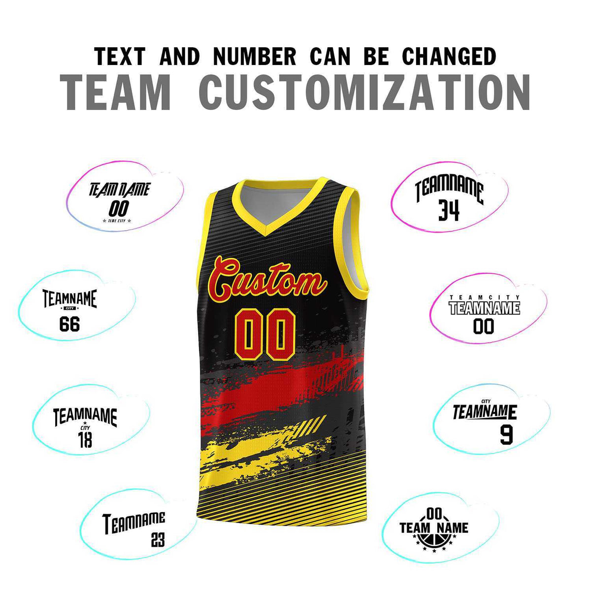 Custom Black Red and Gold Graffiti Pattern Sports Uniform Basketball Jersey|KXKSHOP