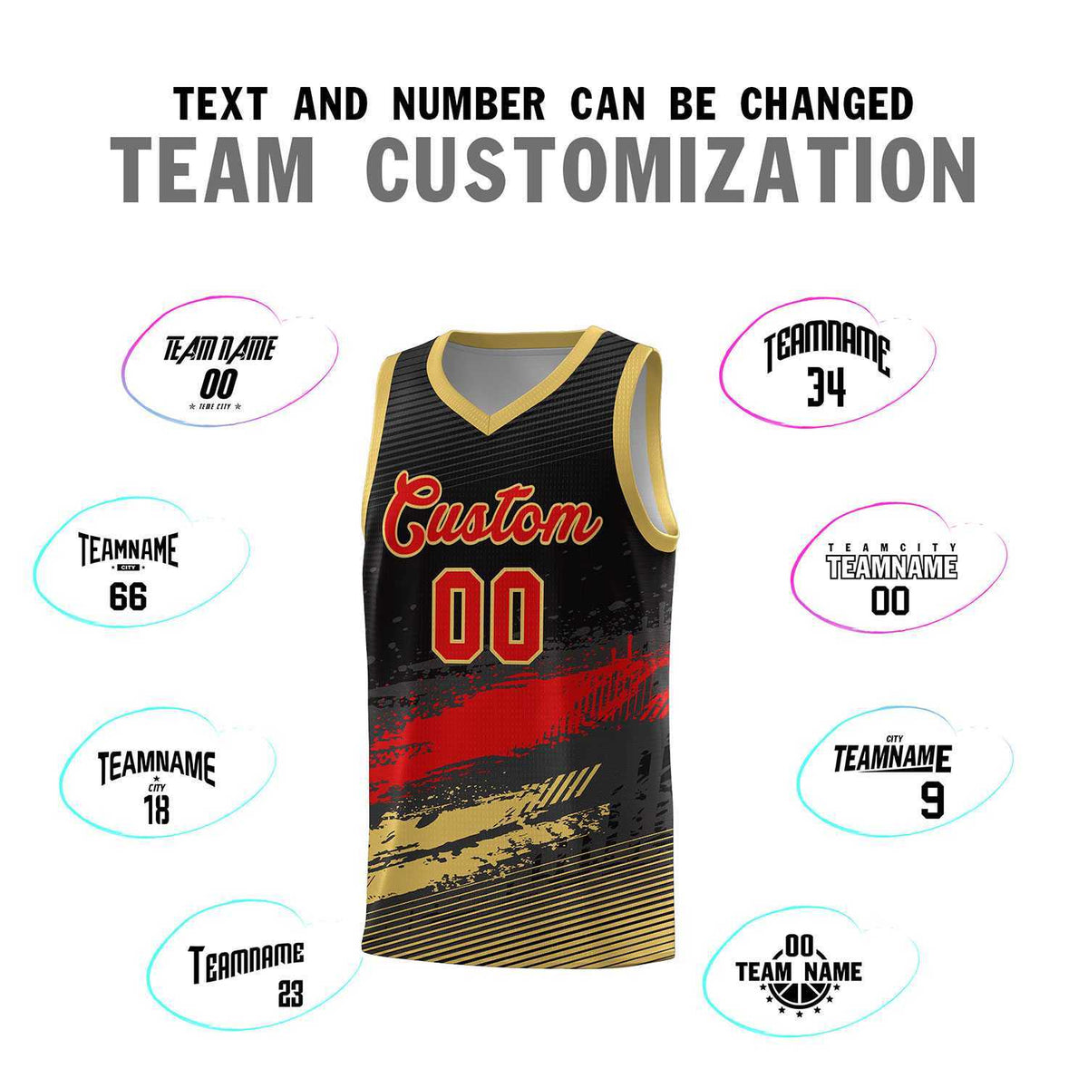 Custom Black Red and Khaki Graffiti Pattern Sports Uniform Basketball Jersey|KXKSHOP