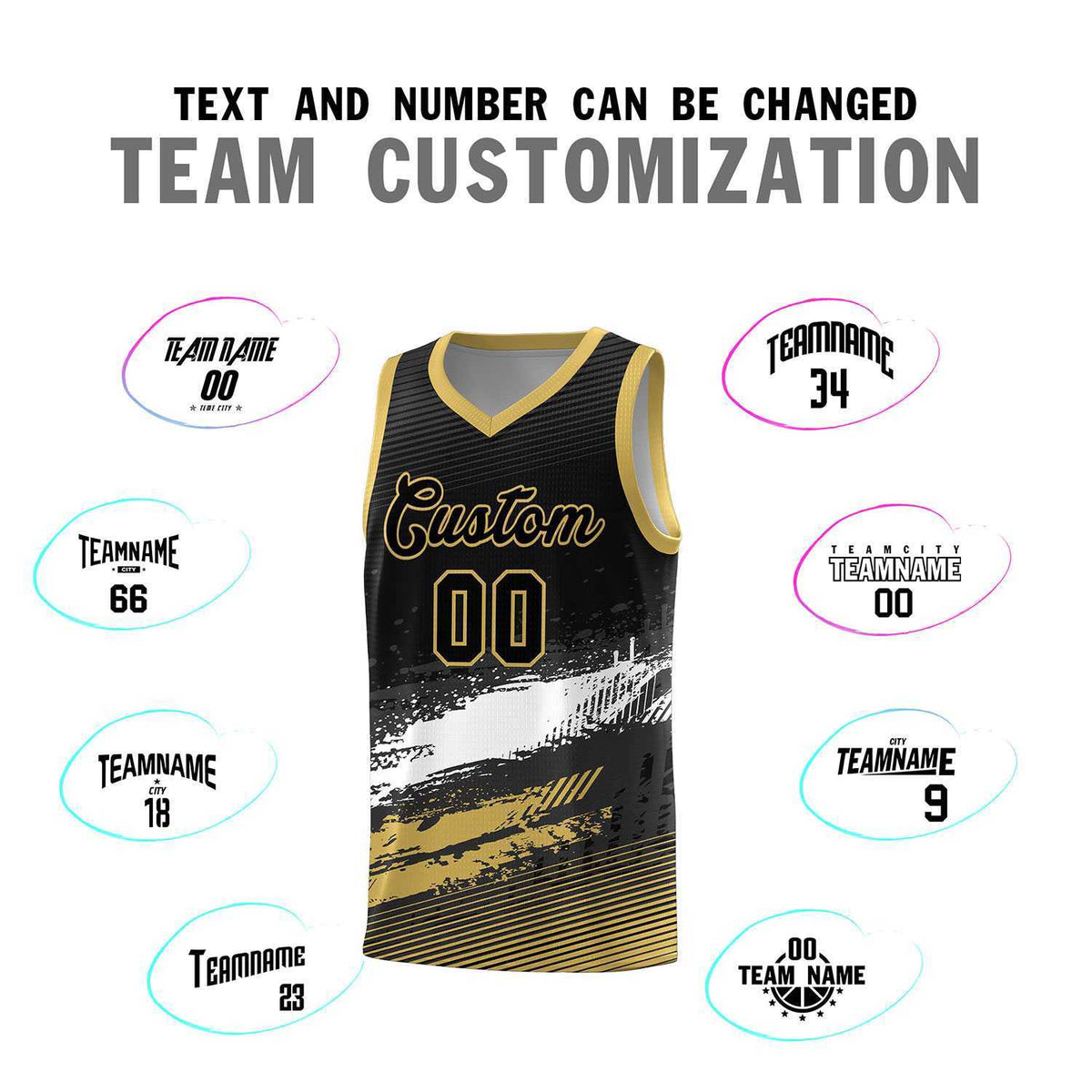 Custom Black White and Khaki Graffiti Pattern Sports Uniform Basketball Jersey|KXKSHOP
