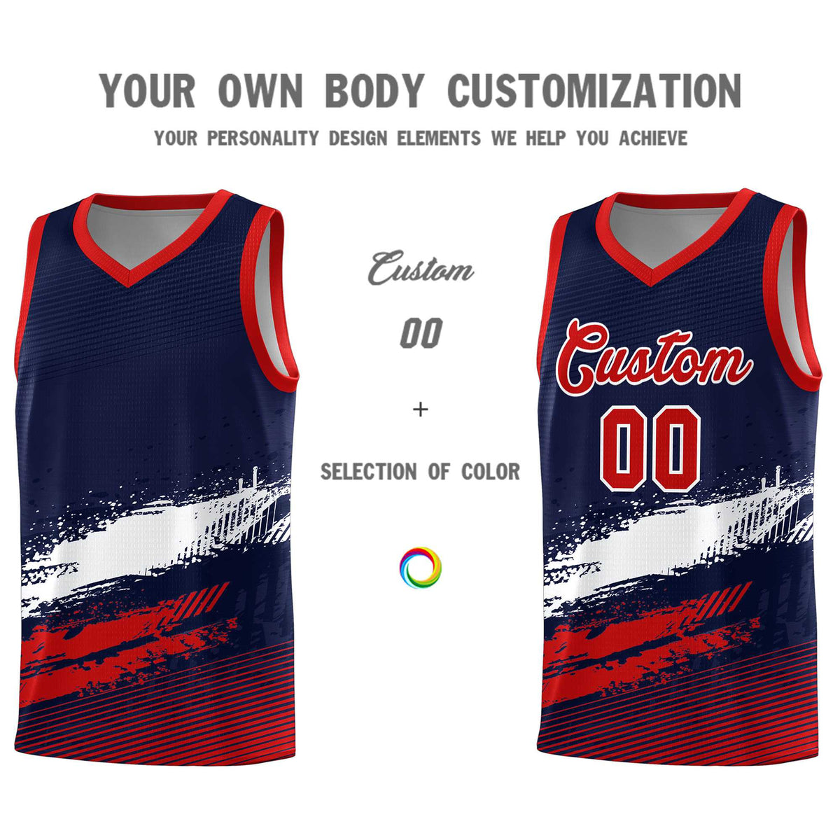 Custom Navy White and Red Graffiti Pattern Sports Uniform Basketball Jersey|KXKSHOP