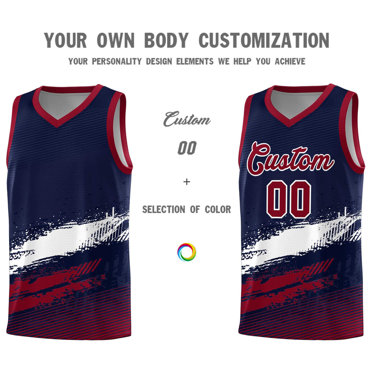 Custom Navy White and Crimson Graffiti Pattern Sports Uniform Basketball Jersey|KXKSHOP