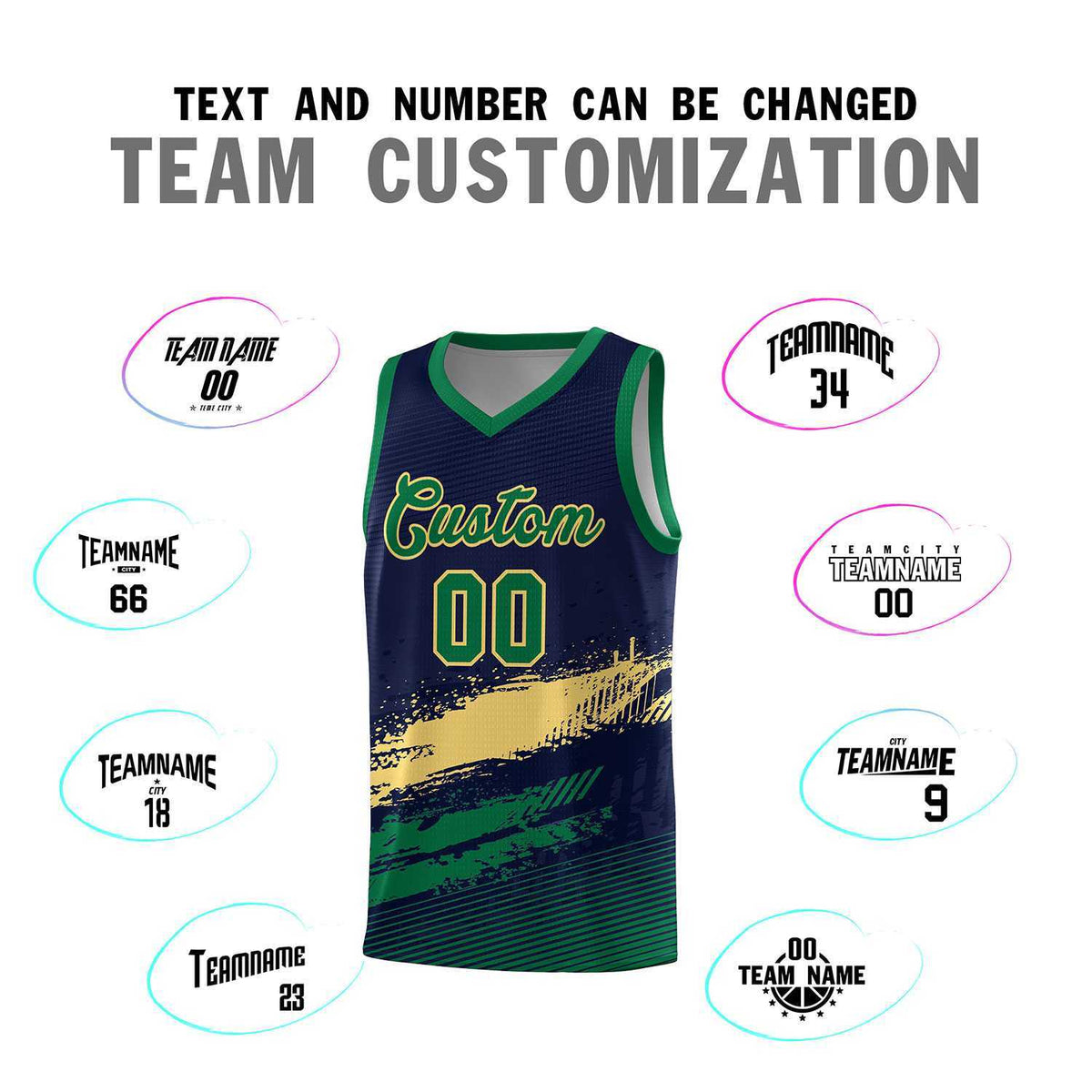 Custom Navy Khaki and Kelly Green Graffiti Pattern Sports Uniform Basketball Jersey|KXKSHOP
