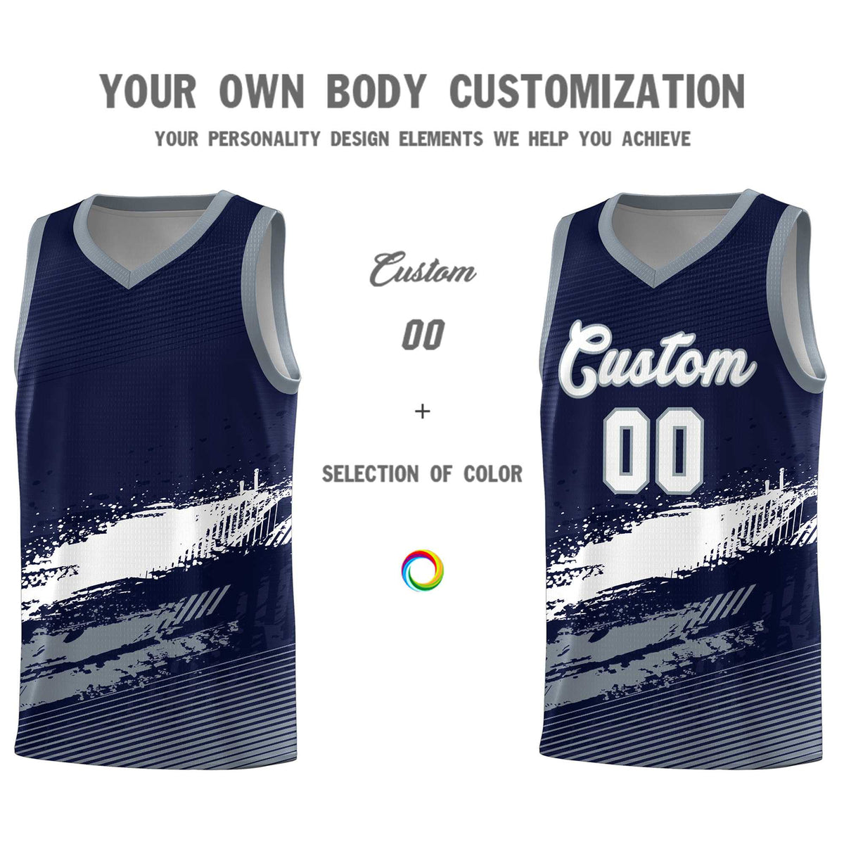 Custom Navy White and Gray Graffiti Pattern Sports Uniform Basketball Jersey|KXKSHOP