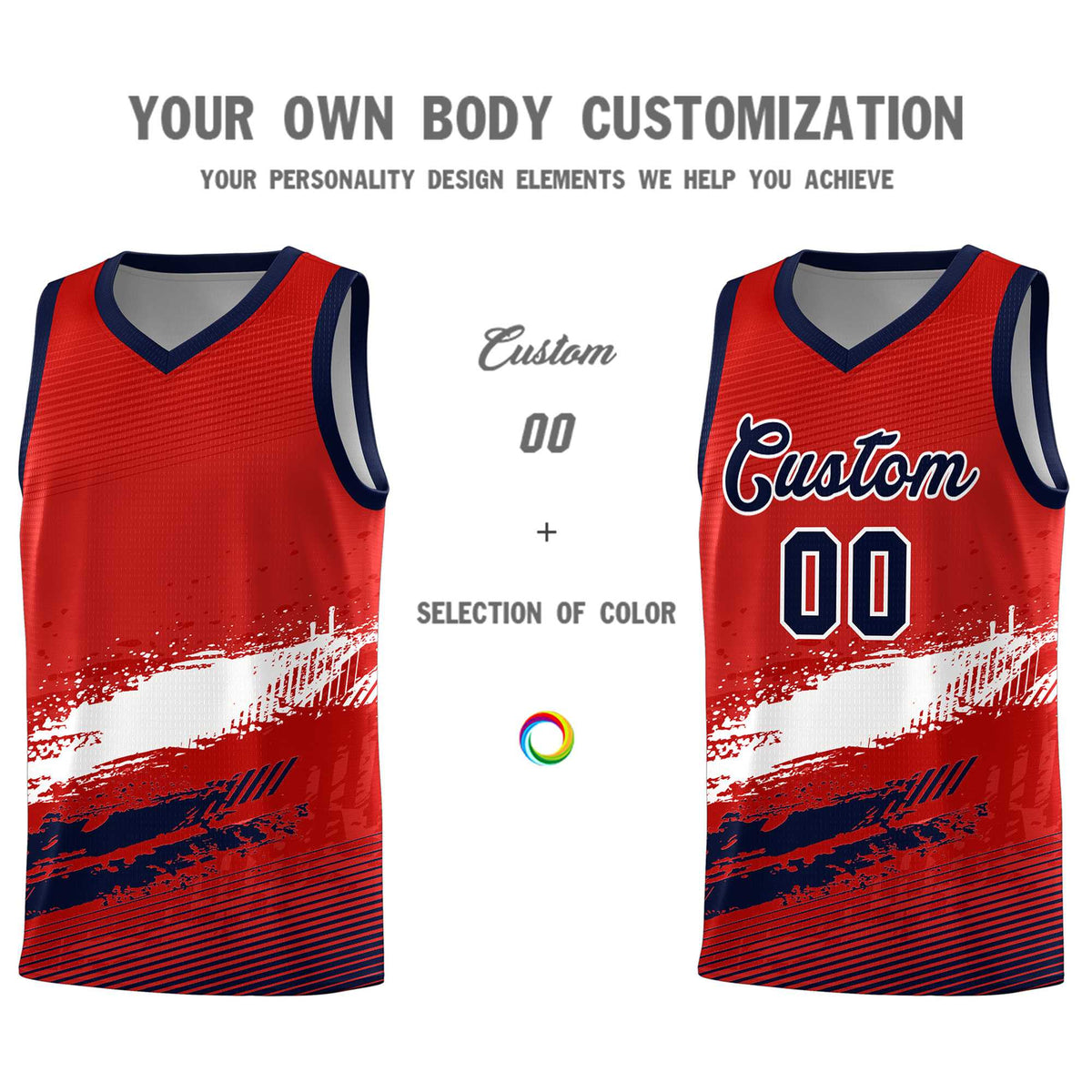 Custom Red White and Navy Graffiti Pattern Sports Uniform Basketball Jersey|KXKSHOP