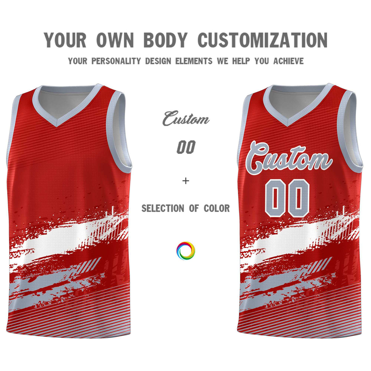 Custom Red White and Gray Graffiti Pattern Sports Uniform Basketball Jersey|KXKSHOP