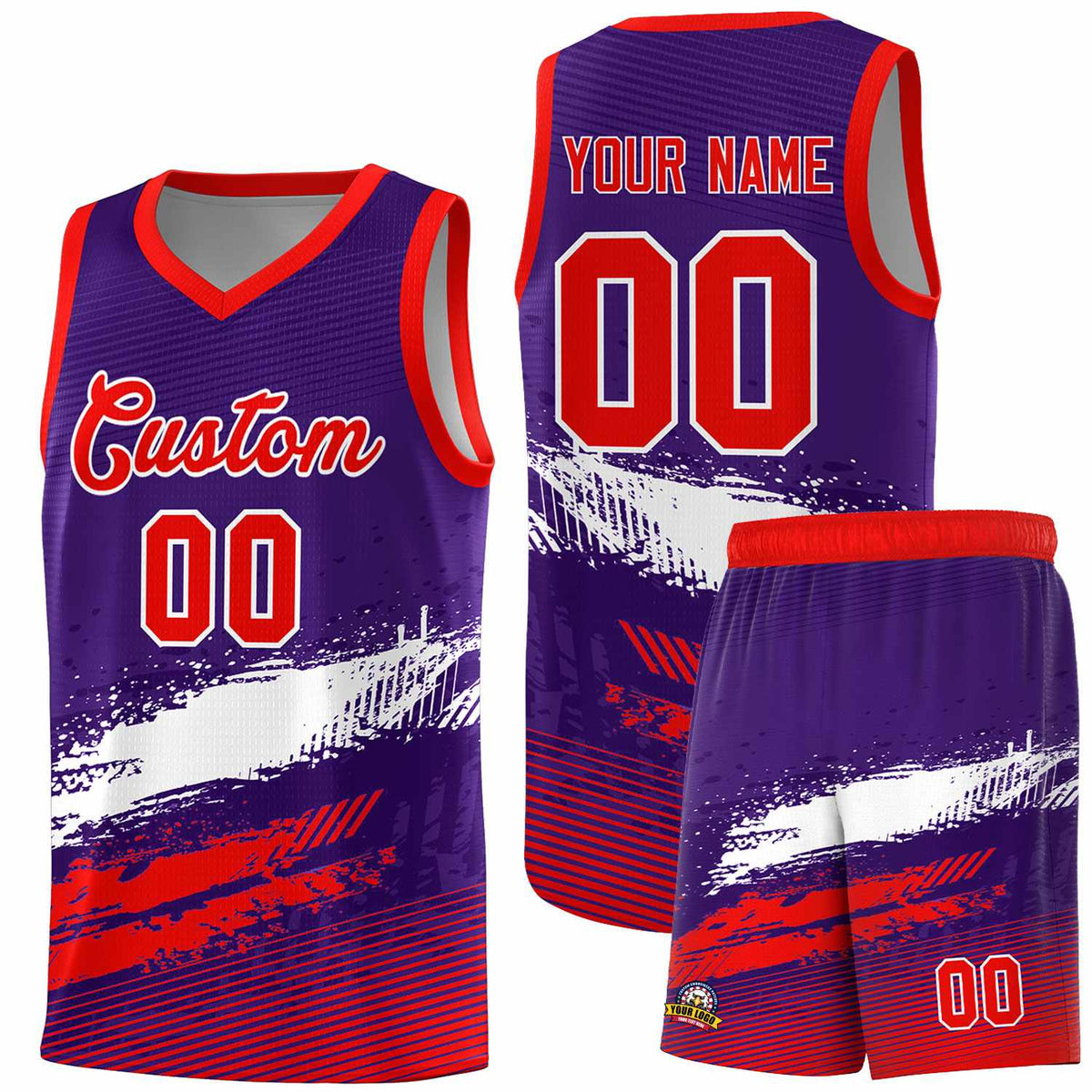 Custom Purple White and Red Graffiti Pattern Sports Uniform Basketball Jersey|KXKSHOP