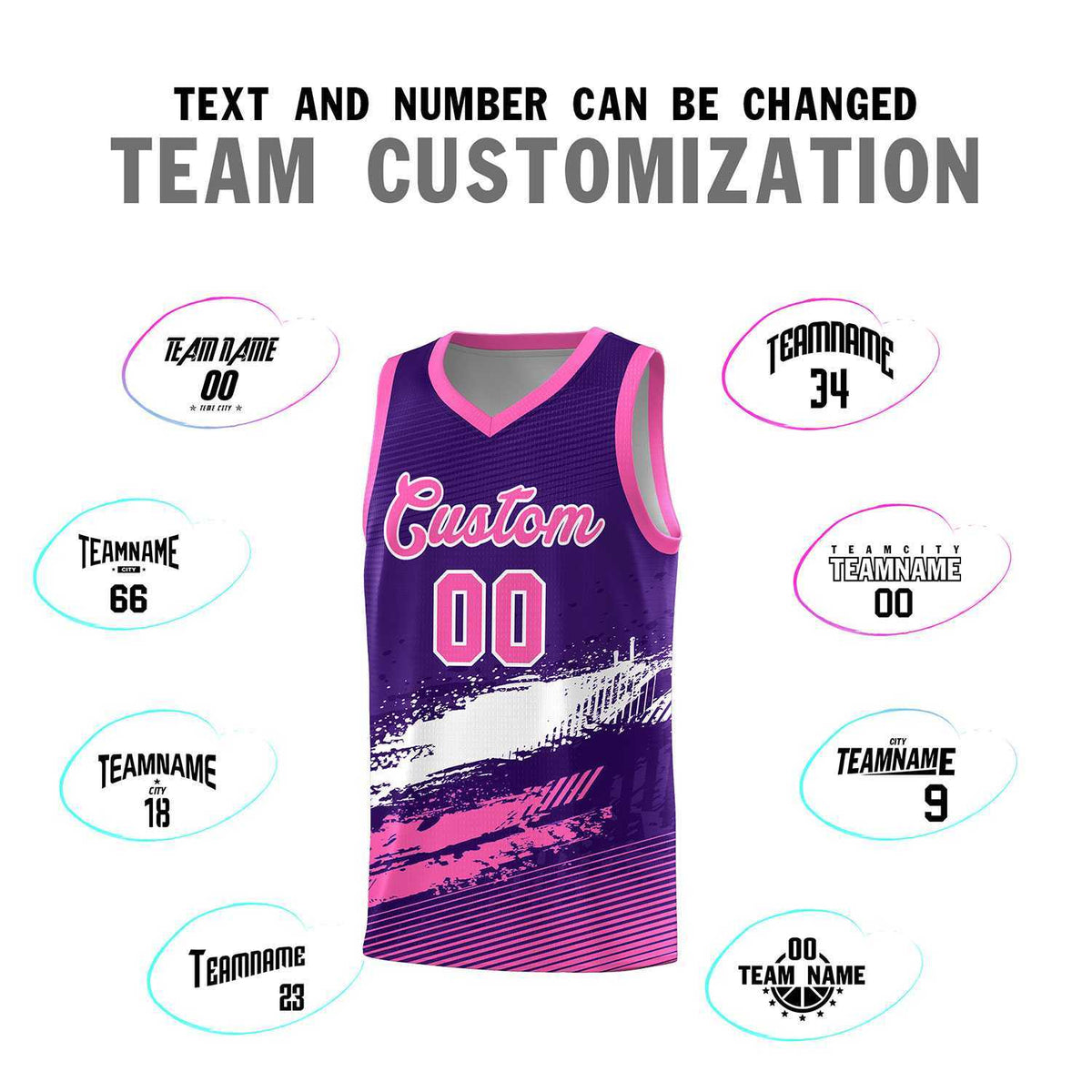 Custom Purple White and Pink Graffiti Pattern Sports Uniform Basketball Jersey|KXKSHOP