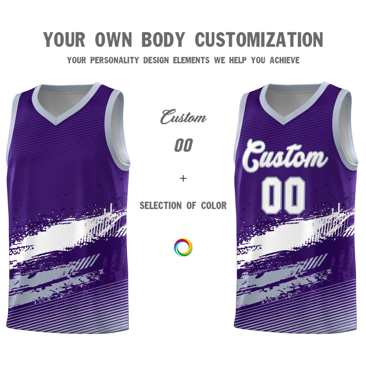 Custom Purple White and Gray Graffiti Pattern Sports Uniform Basketball Jersey|KXKSHOP