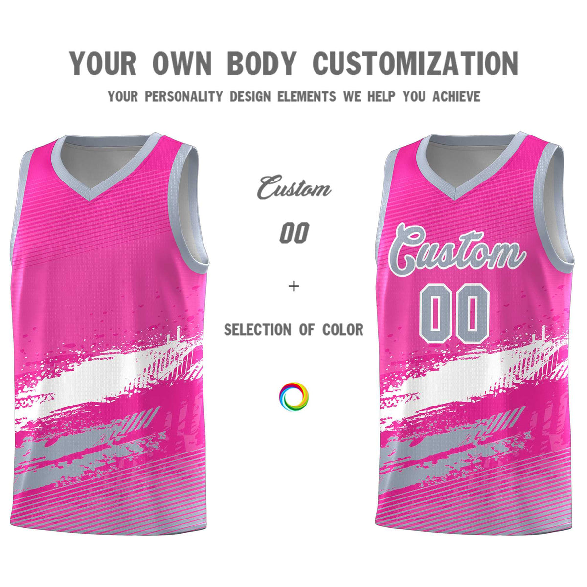Custom Pink White and Gray Graffiti Pattern Sports Uniform Basketball Jersey|KXKSHOP
