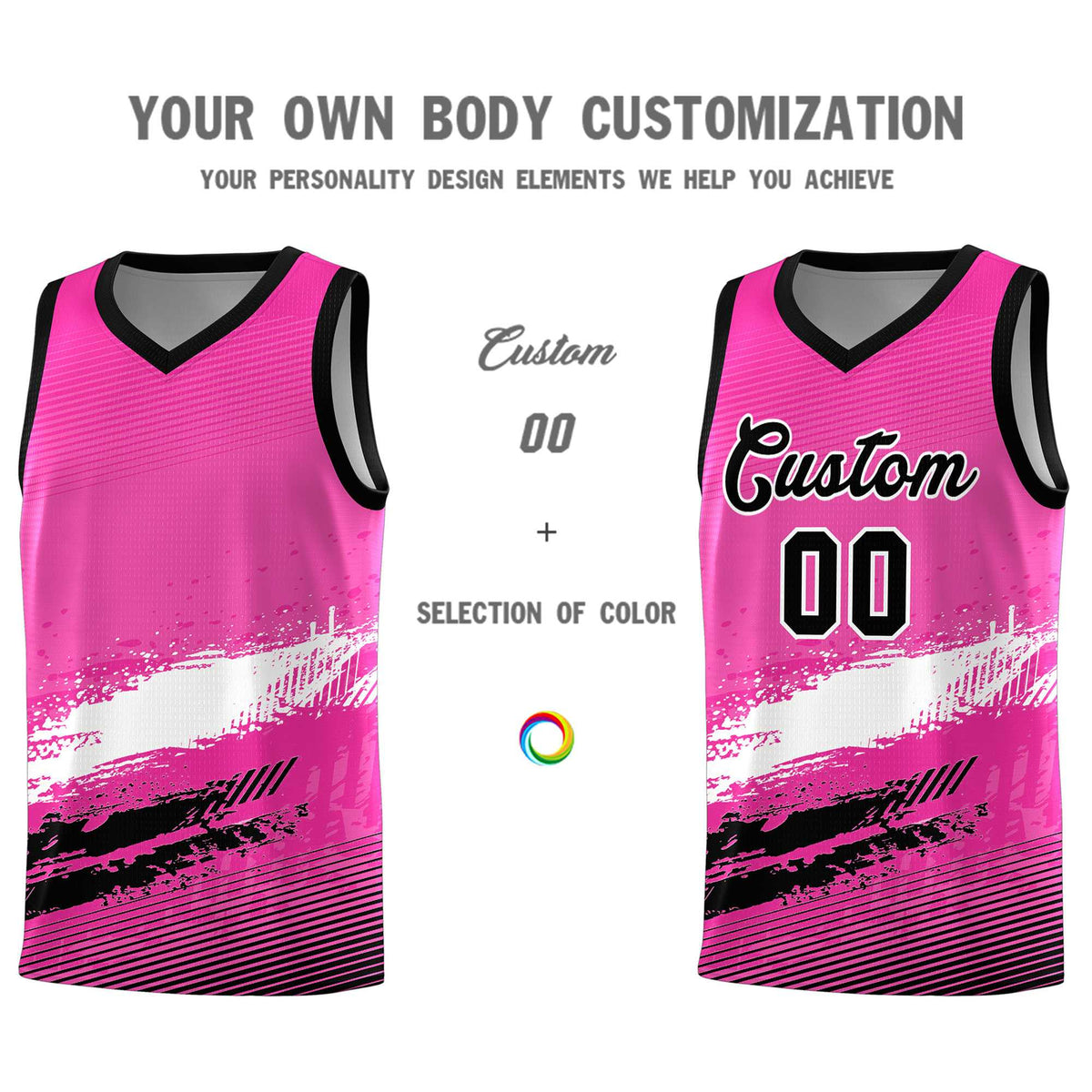 Custom Pink White and Black Graffiti Pattern Sports Uniform Basketball Jersey|KXKSHOP