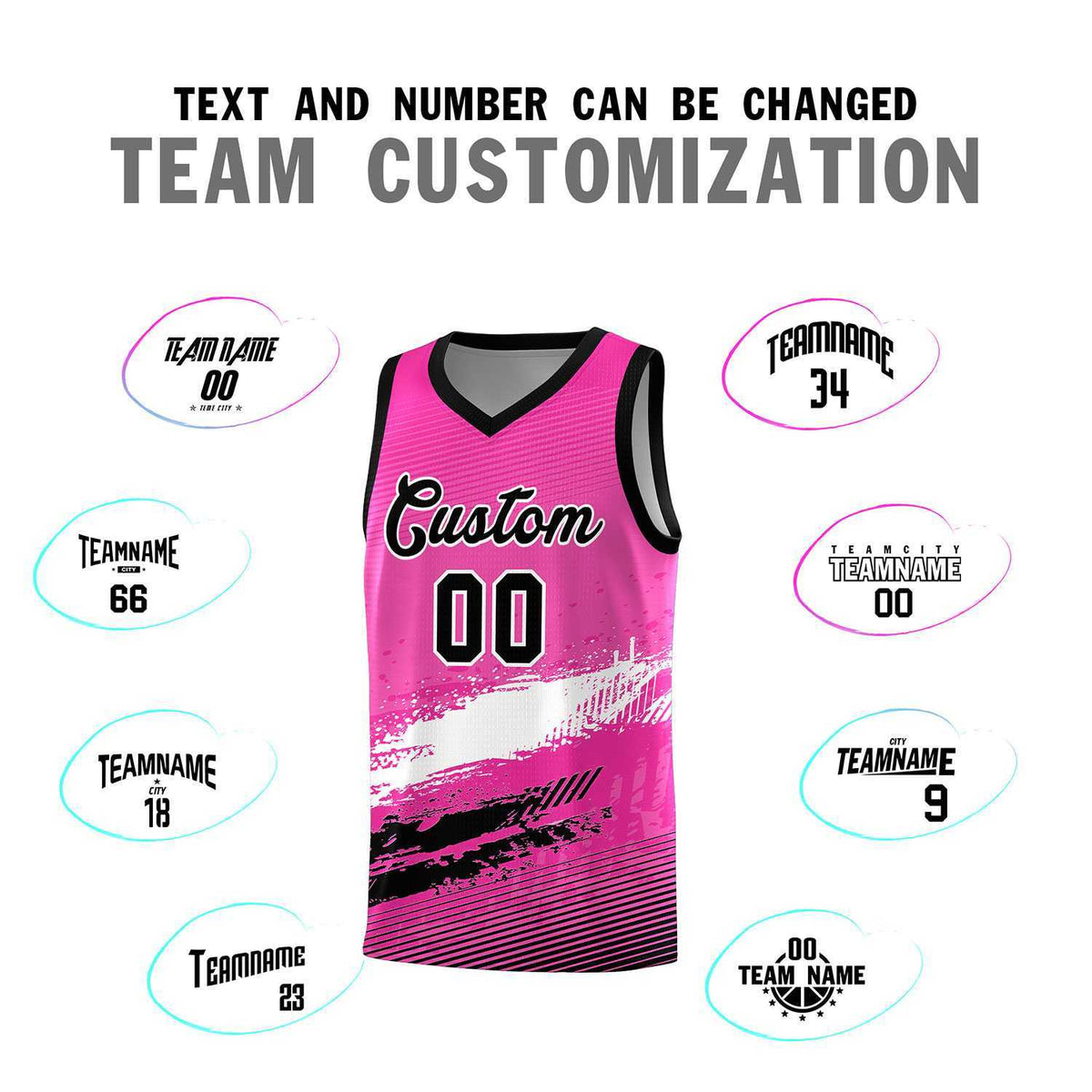 Custom Pink White and Black Graffiti Pattern Sports Uniform Basketball Jersey|KXKSHOP