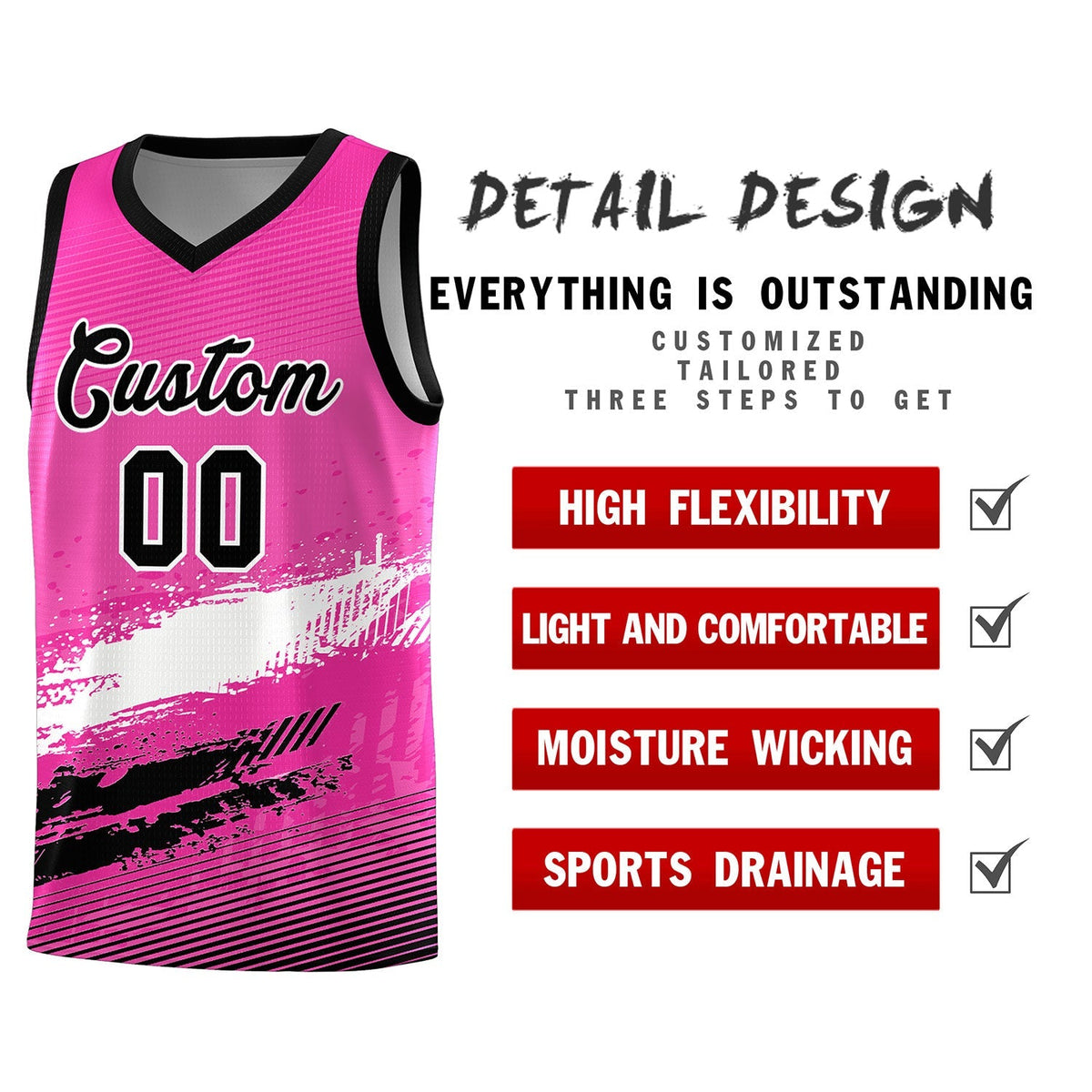 Custom Pink White and Black Graffiti Pattern Sports Uniform Basketball Jersey|KXKSHOP