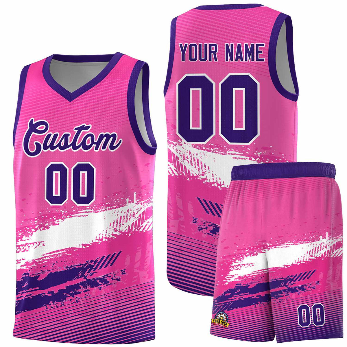 Custom Pink White and Purple Graffiti Pattern Sports Uniform Basketball Jersey|KXKSHOP