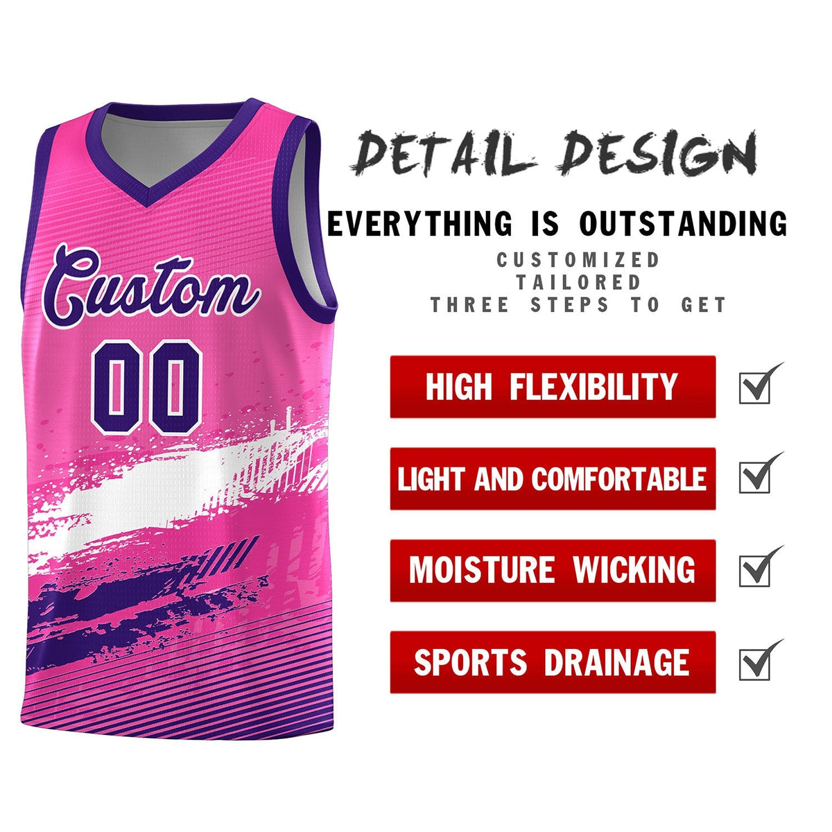 Custom Pink White and Purple Graffiti Pattern Sports Uniform Basketball Jersey|KXKSHOP