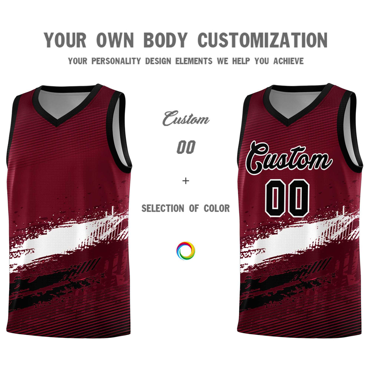 Custom Crimson White and Black Graffiti Pattern Sports Uniform Basketball Jersey|KXKSHOP