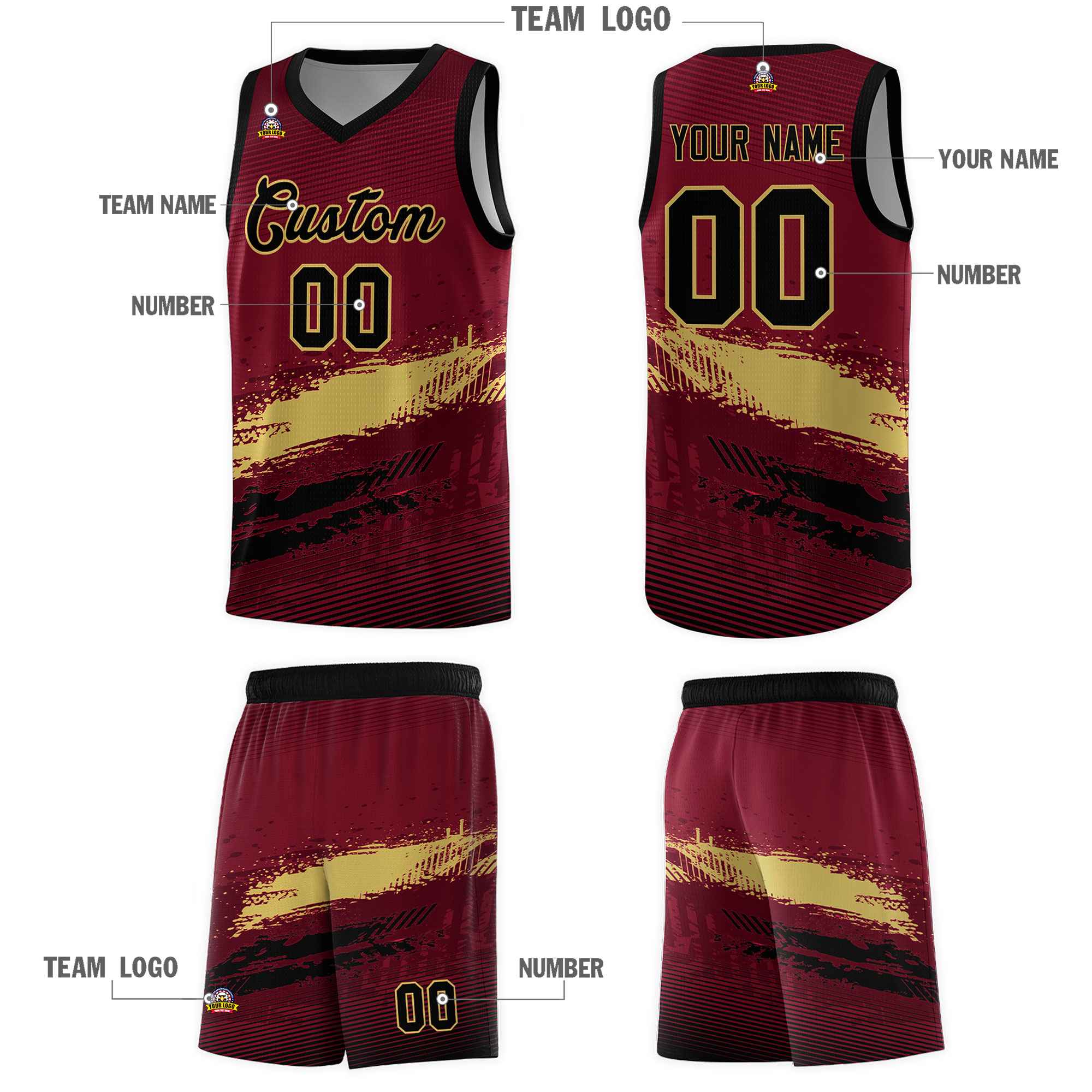 Custom Crimson Khaki and Black Graffiti Pattern Sports Uniform Basketball Jersey|KXKSHOP
