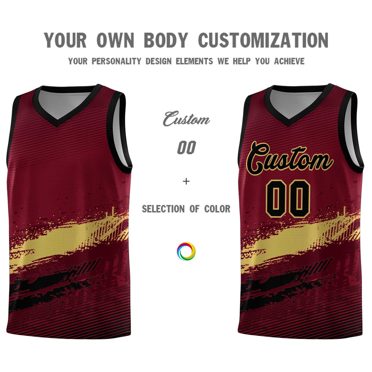 Custom Crimson Khaki and Black Graffiti Pattern Sports Uniform Basketball Jersey|KXKSHOP