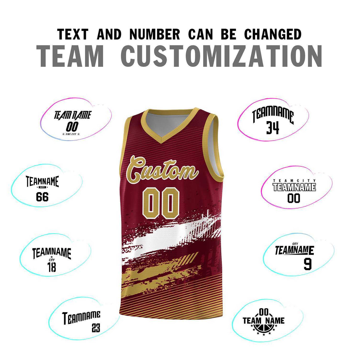 Custom Crimson White and Khaki Graffiti Pattern Sports Uniform Basketball Jersey|KXKSHOP