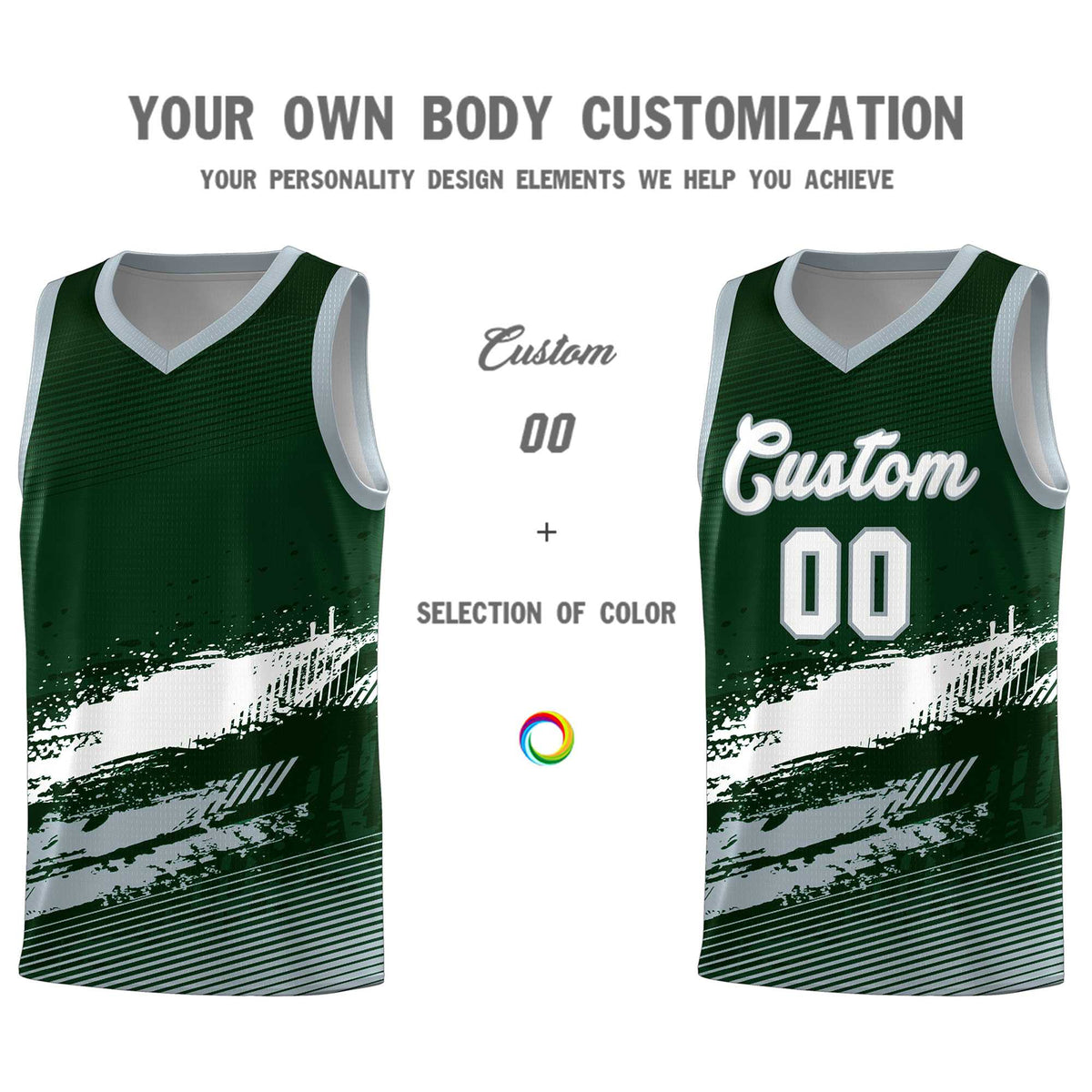 Custom Green White and Gray Graffiti Pattern Sports Uniform Basketball Jersey|KXKSHOP