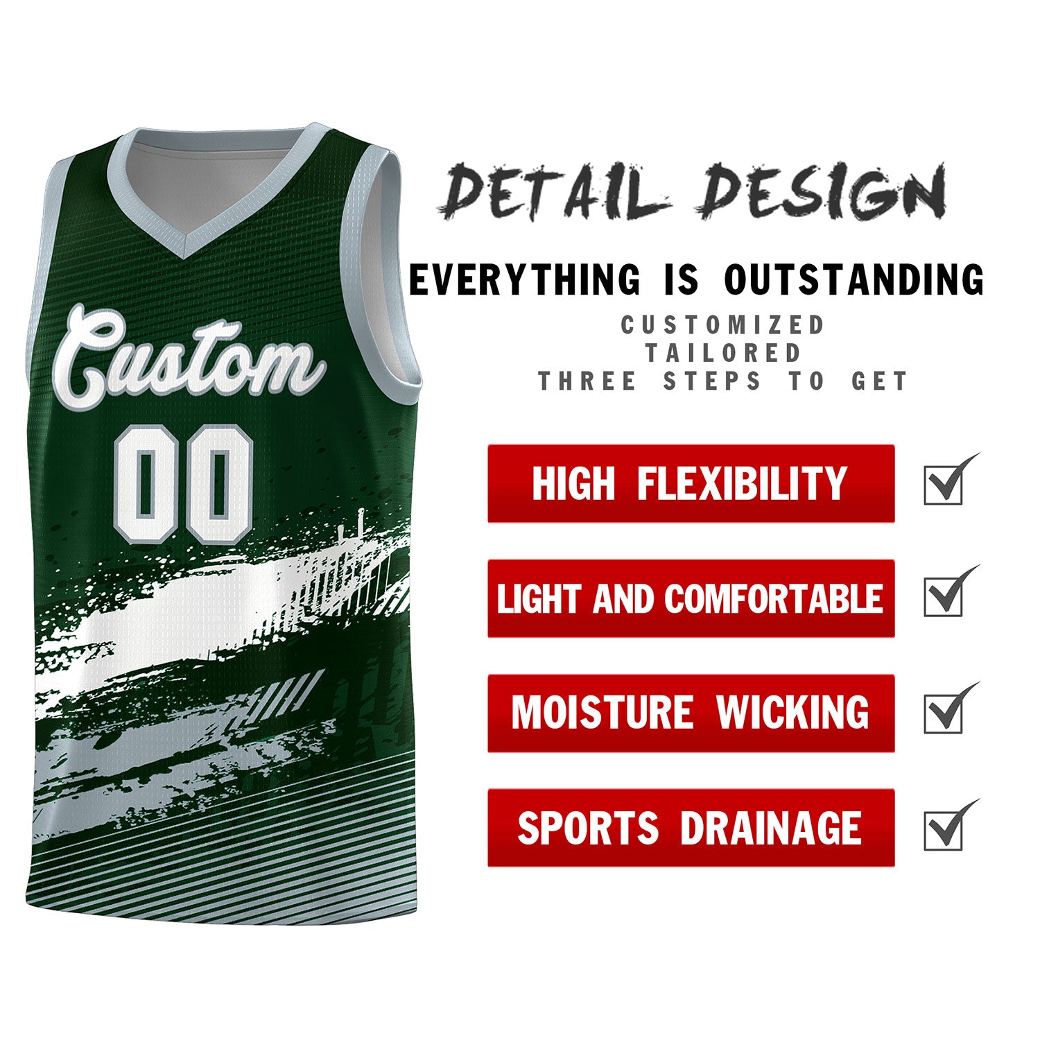 Custom Green White and Gray Graffiti Pattern Sports Uniform Basketball Jersey|KXKSHOP
