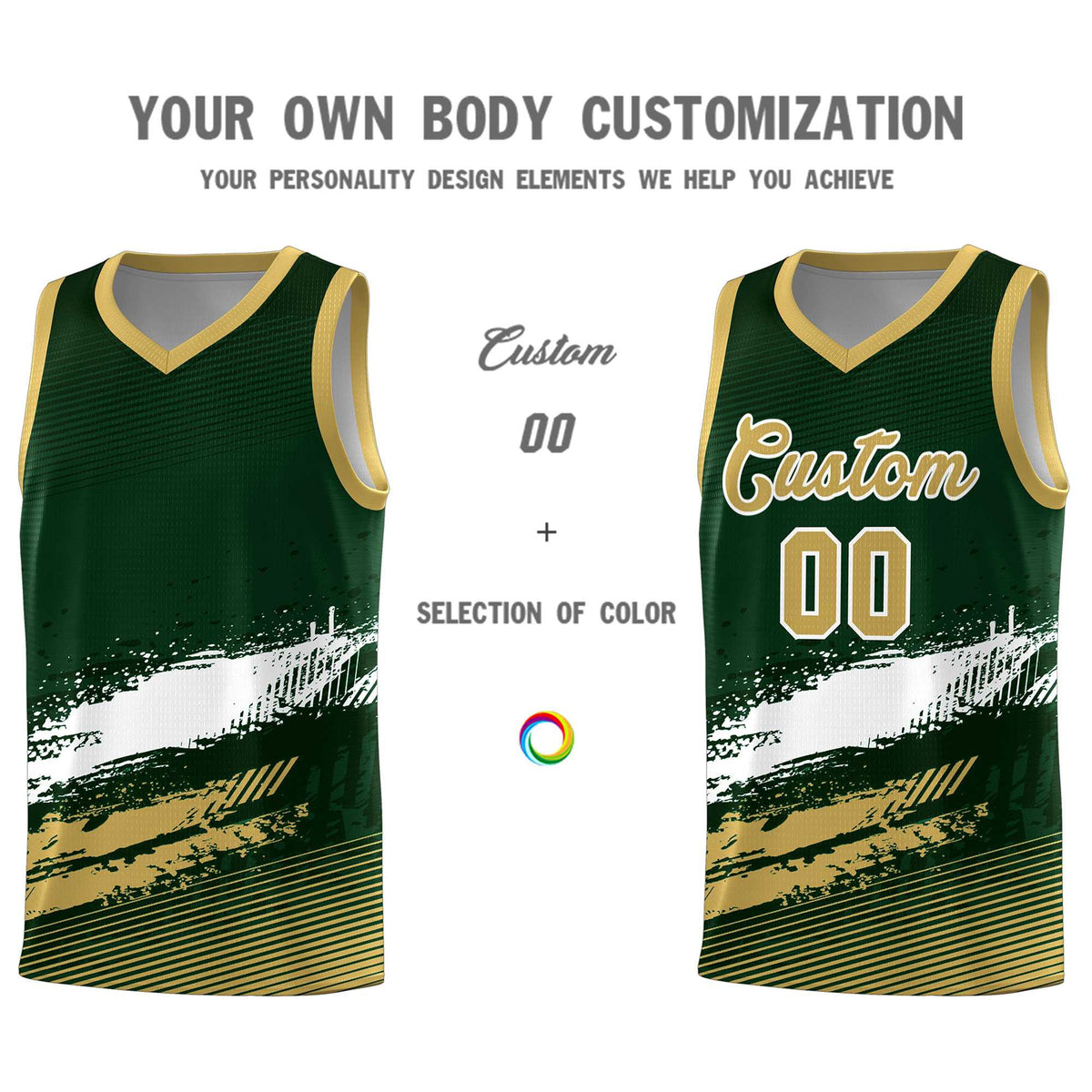 Custom Green White and Khaki Graffiti Pattern Sports Uniform Basketball Jersey|KXKSHOP