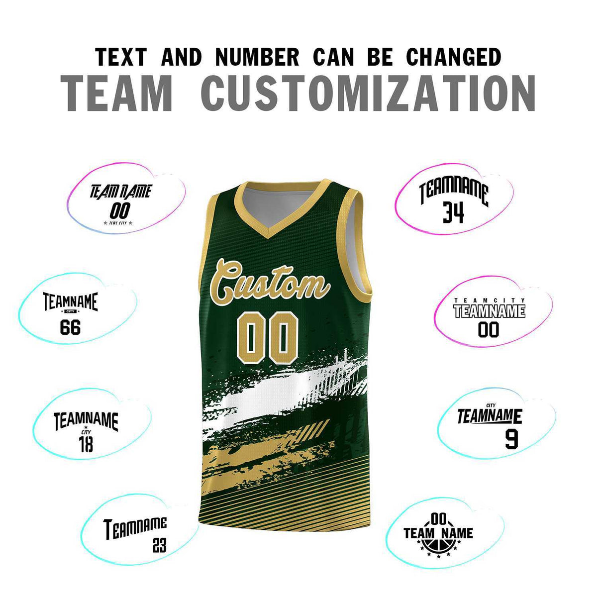 Custom Green White and Khaki Graffiti Pattern Sports Uniform Basketball Jersey|KXKSHOP